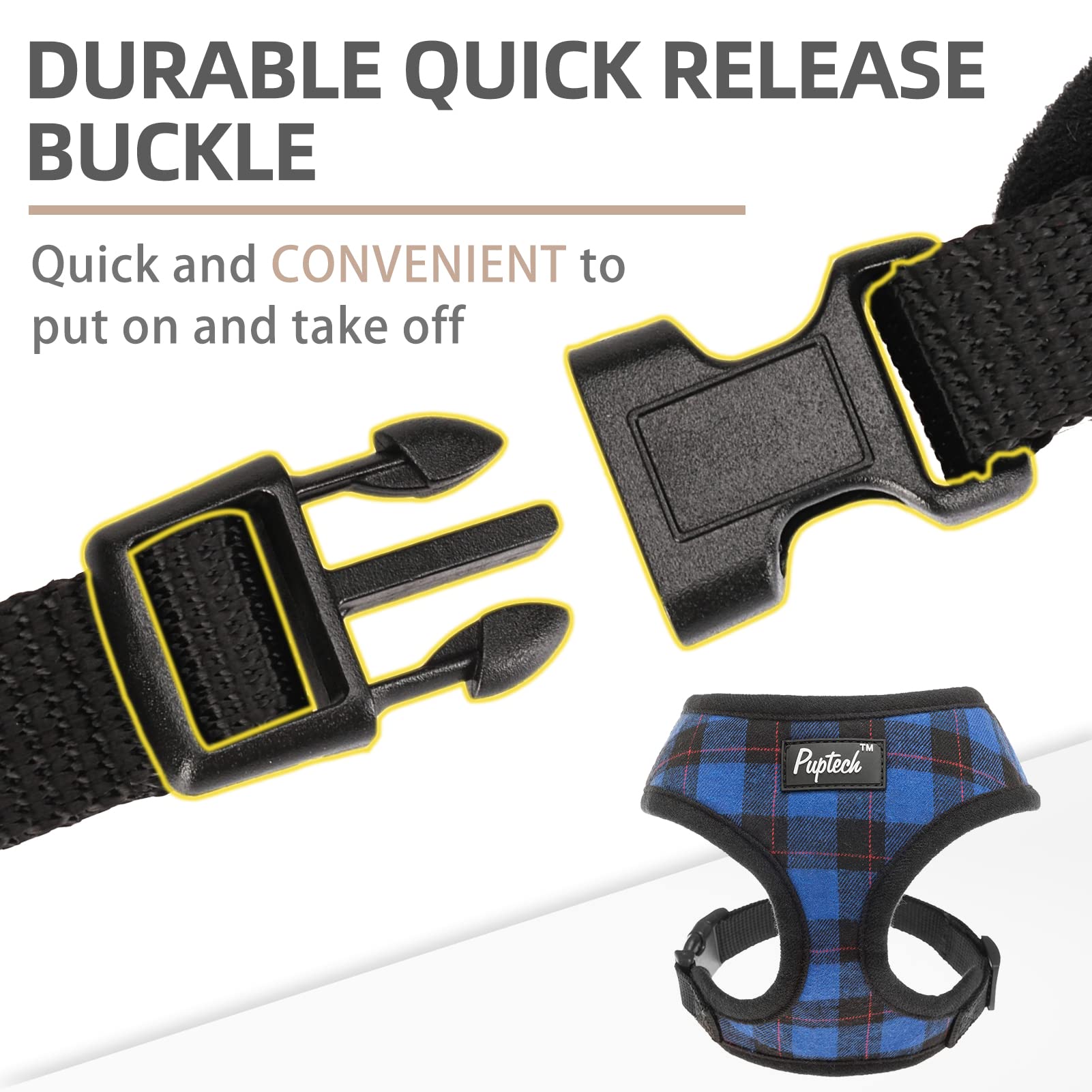 Pupteck Soft Mesh Dog Harness And Leash Set Pet Puppy Cat Comfort Padded Vest No Pull Harnesses, Navy Blue, Xs