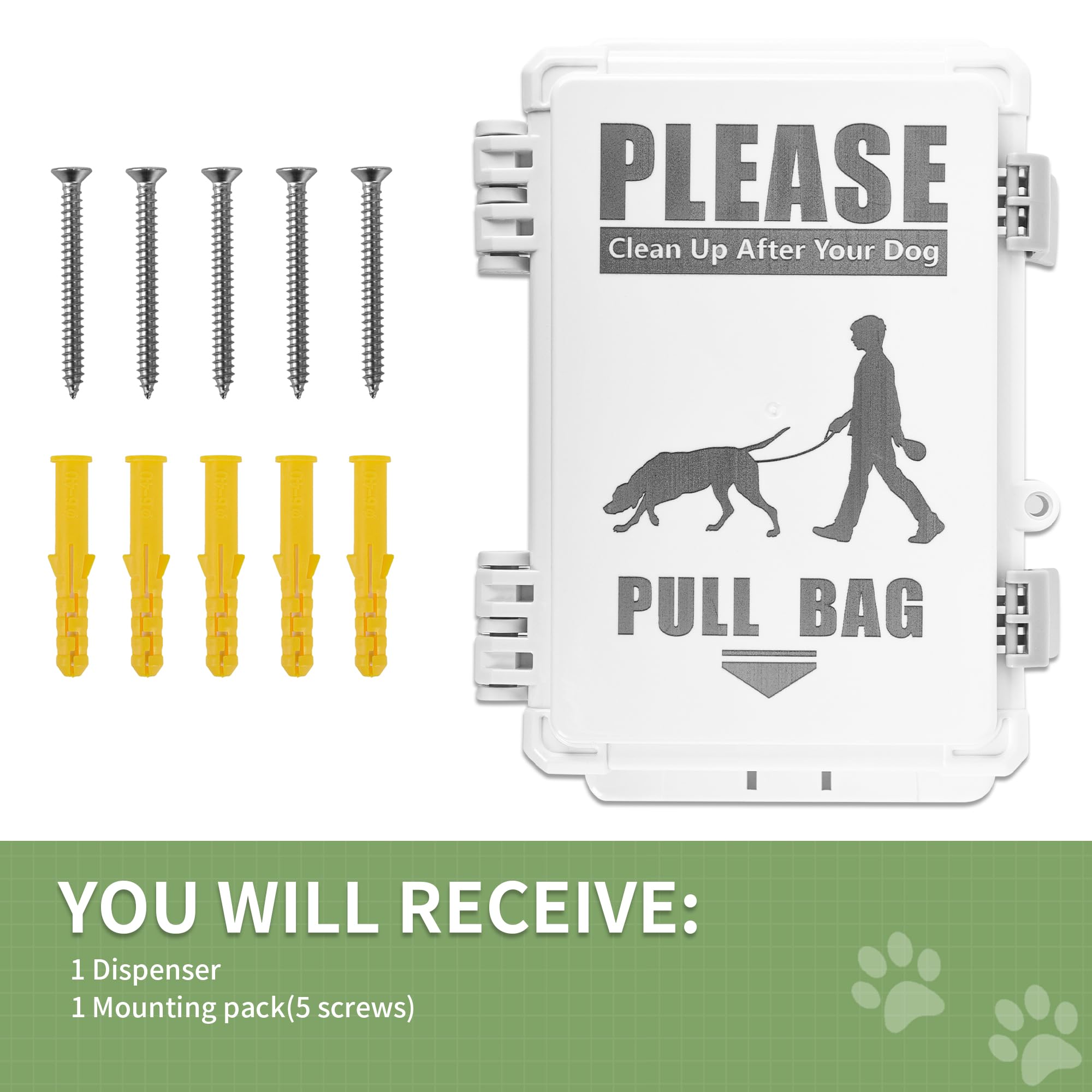 VANQOU Dog Poop Bag Dispenser, Waterproof, Holds 8 Rolls, 1 Count, Black, Model VQ-LJDH