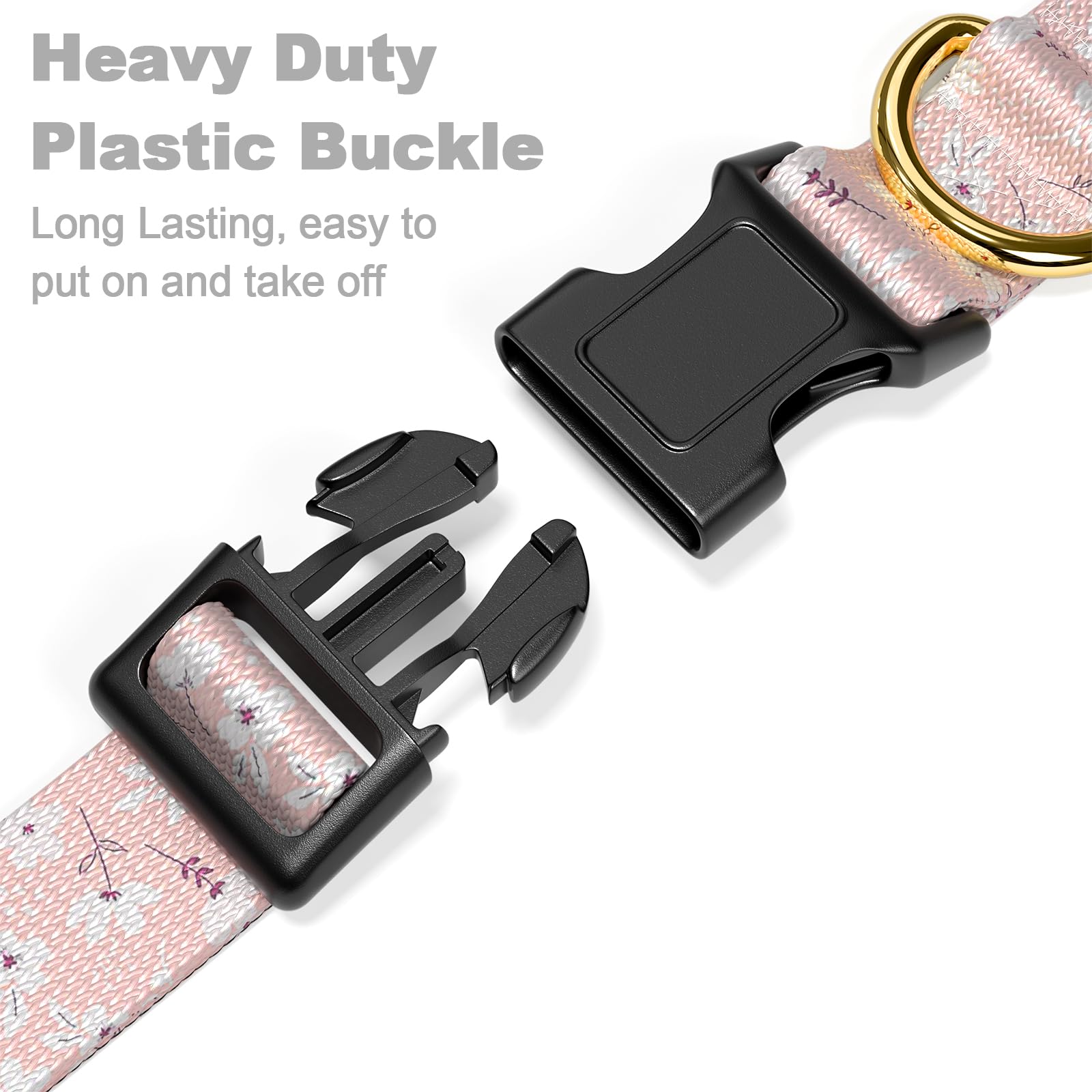 Rnivvi Dog Collar For Small Dogs, Cute Floral Heavy Duty Adjustable Puppy Collar With Quick Release Buckle For Girl & Female, Pe