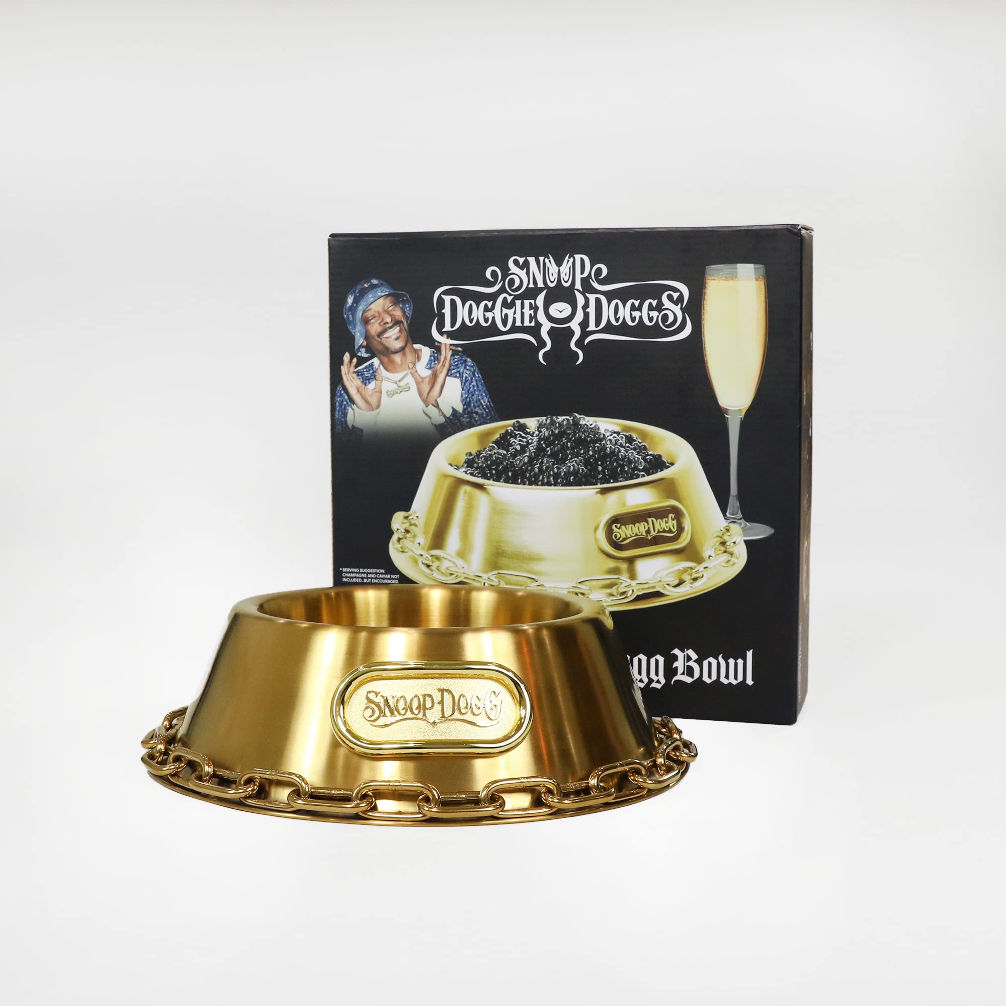 Snoop Doggies Doggs Deluxe Off The Chain Pet Bowl, Gold, Small