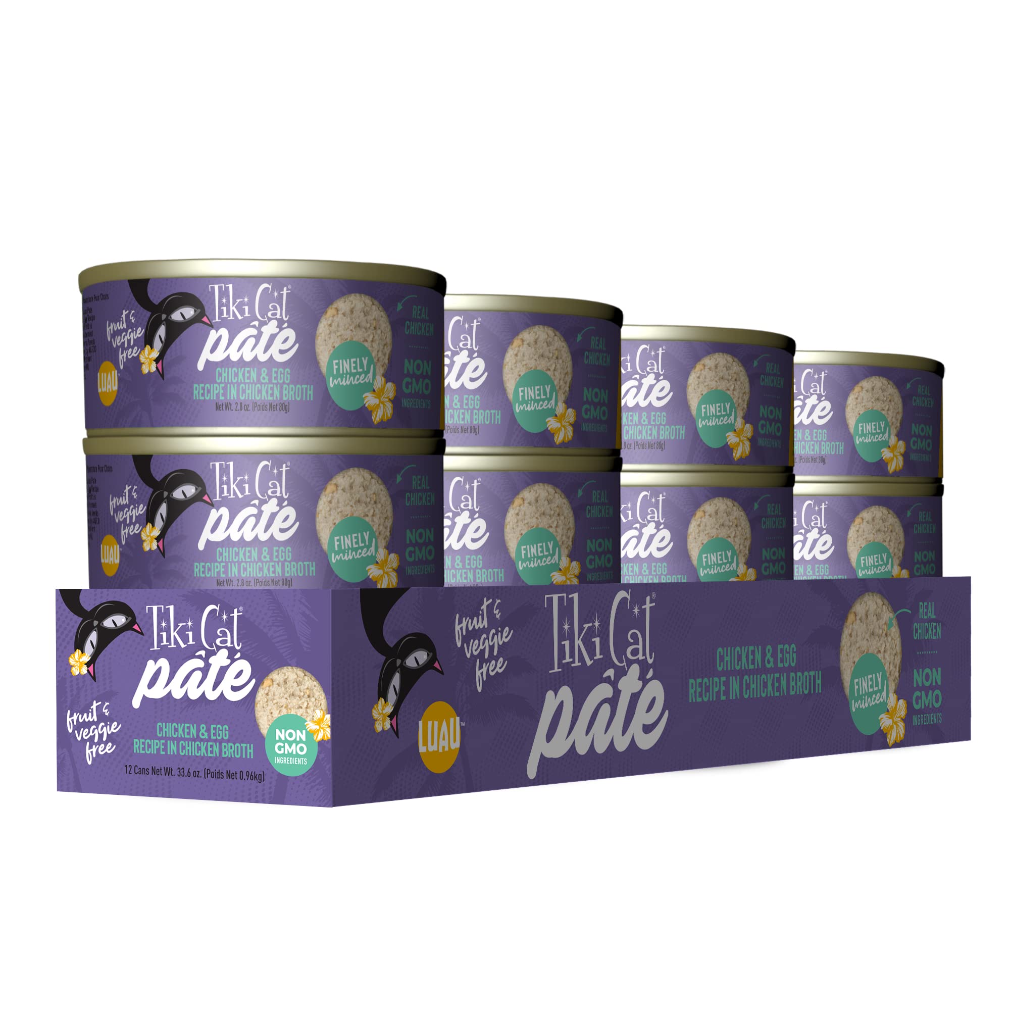 Tiki Cat Luau Pate, Chicken and Egg Recipe in Chicken Broth, Grain-Free Balanced Nutrition Wet Canned Cat Food, for All Life Sta