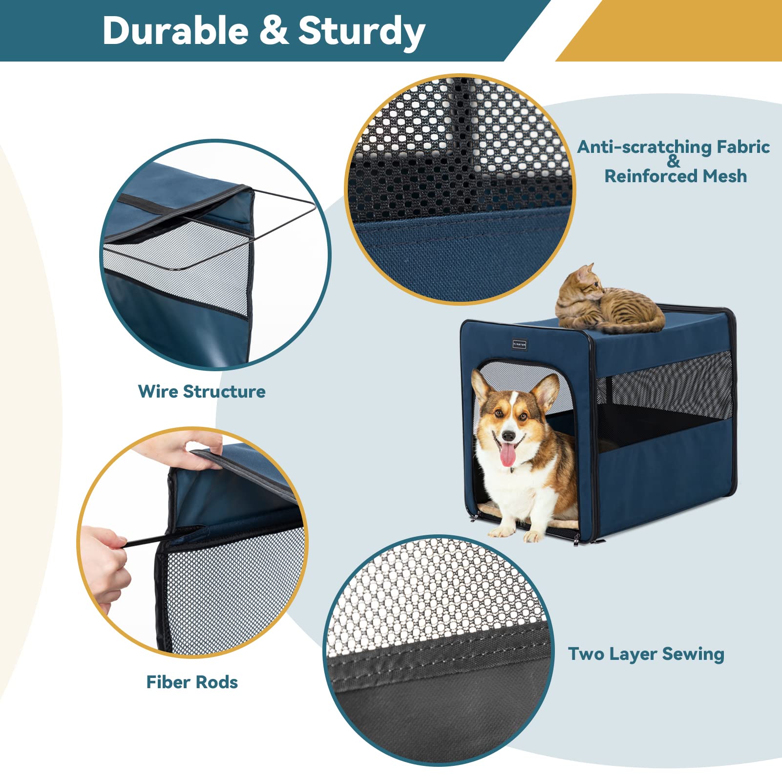 Petsfit Portable Dog Crate, Dog Travel Crate - 31 Inch With Thicken Mat, Easy To Fold, Sturdy And Portable, Perfect For Travelin