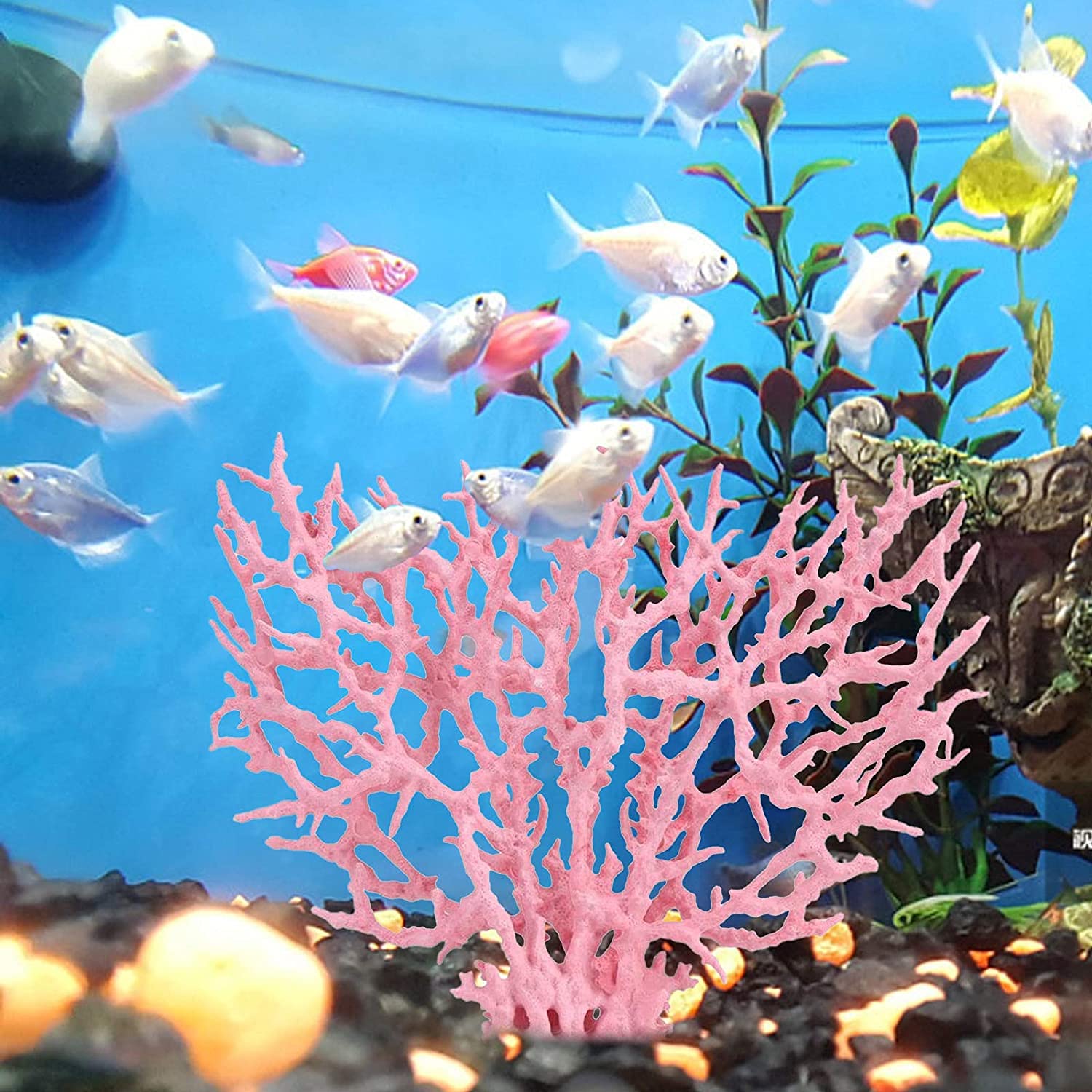 Besimple Artificial Aquarium Coral Ornament Plastic Fish Tank Plants Decoration For Aquarium Fish Tank Landscape (Pink-L)
