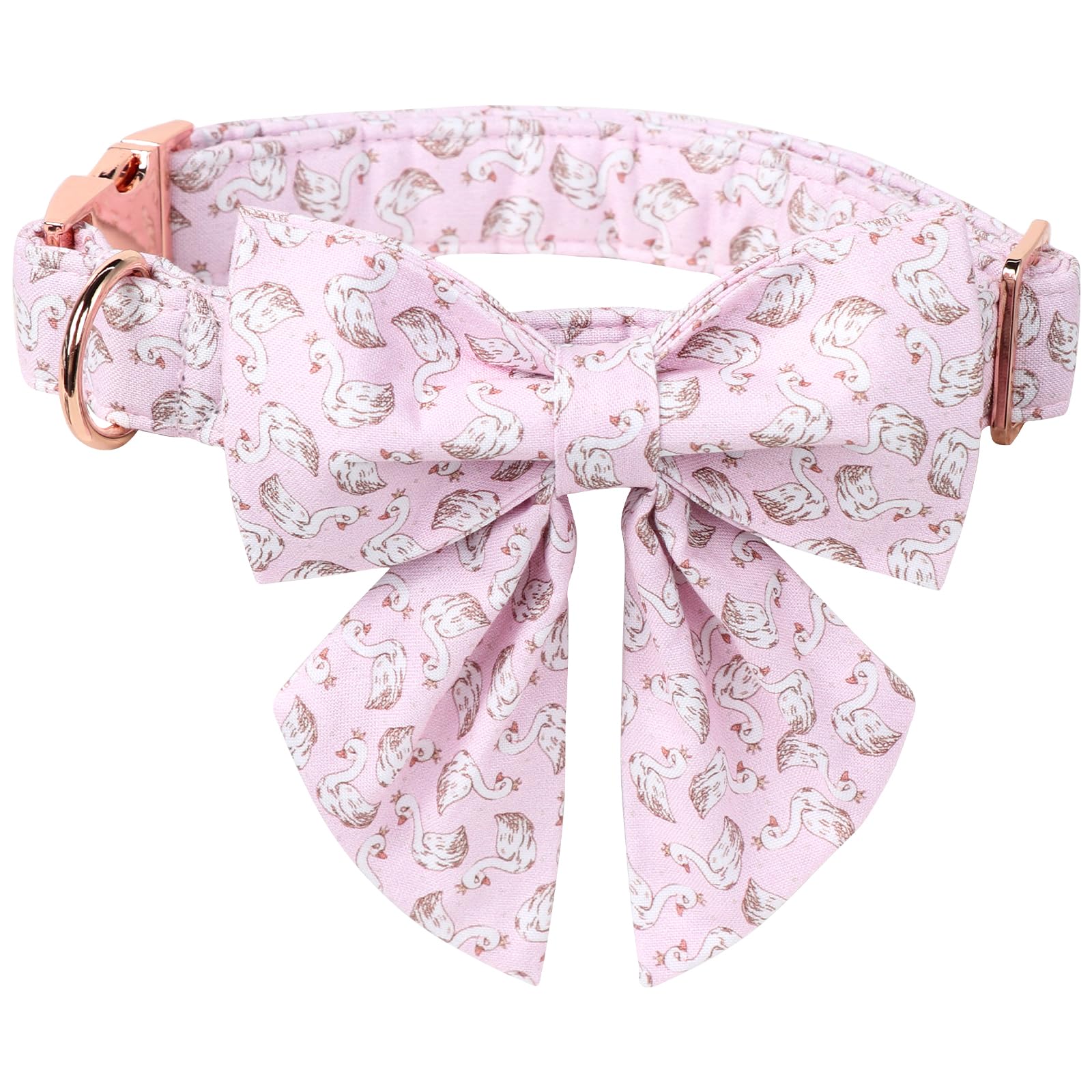 Lionet Paws Design Dogs Collar Cute Pink Sailor Bow Dog Collars For Girl Female Small Medium Dogs With Swan S