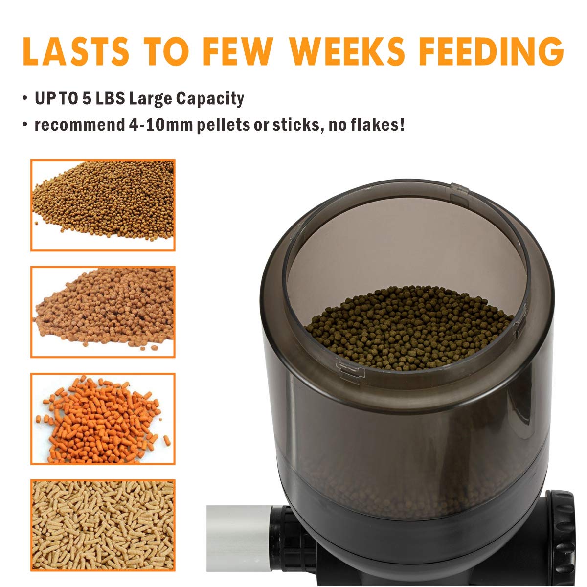 hygger Large Programmable Auto Pond Feeder with LCD Display Controller Automatic Fish Food Feeding Dispenser Outdoor Koi Fish Fe