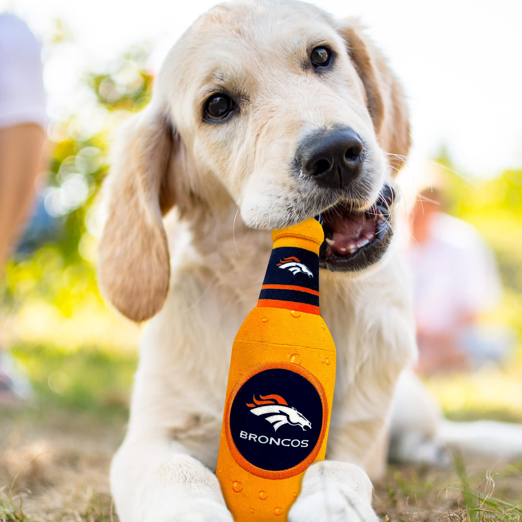 Pets First Nfl Denver Broncos Beer Bottle Plush Dog & Cat Squeak Toy - Cutest Stadium Soda Bottle Snack Plush Toy For Dogs & Cat