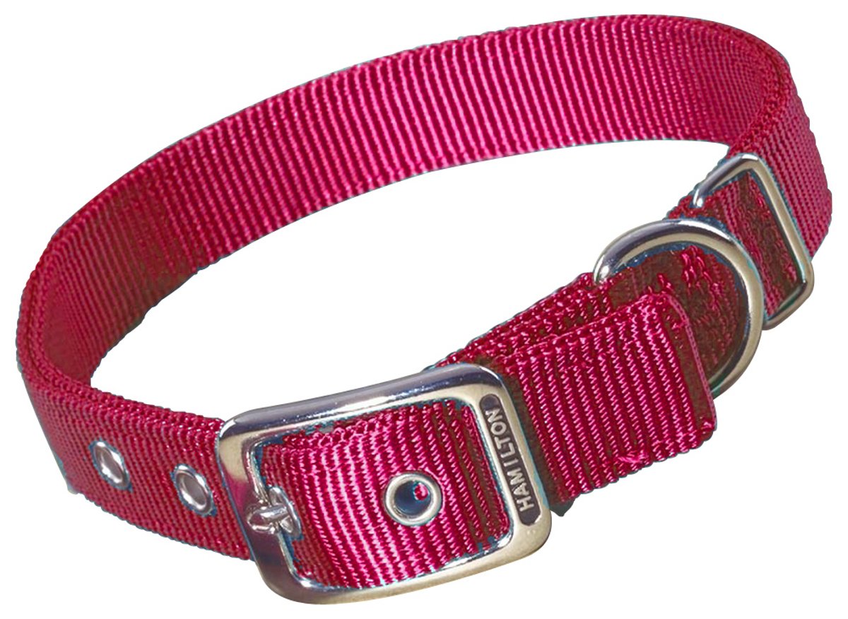 Hamilton Double Thick Nylon Deluxe Dog Collar, 1-Inch By 22-Inch, Red