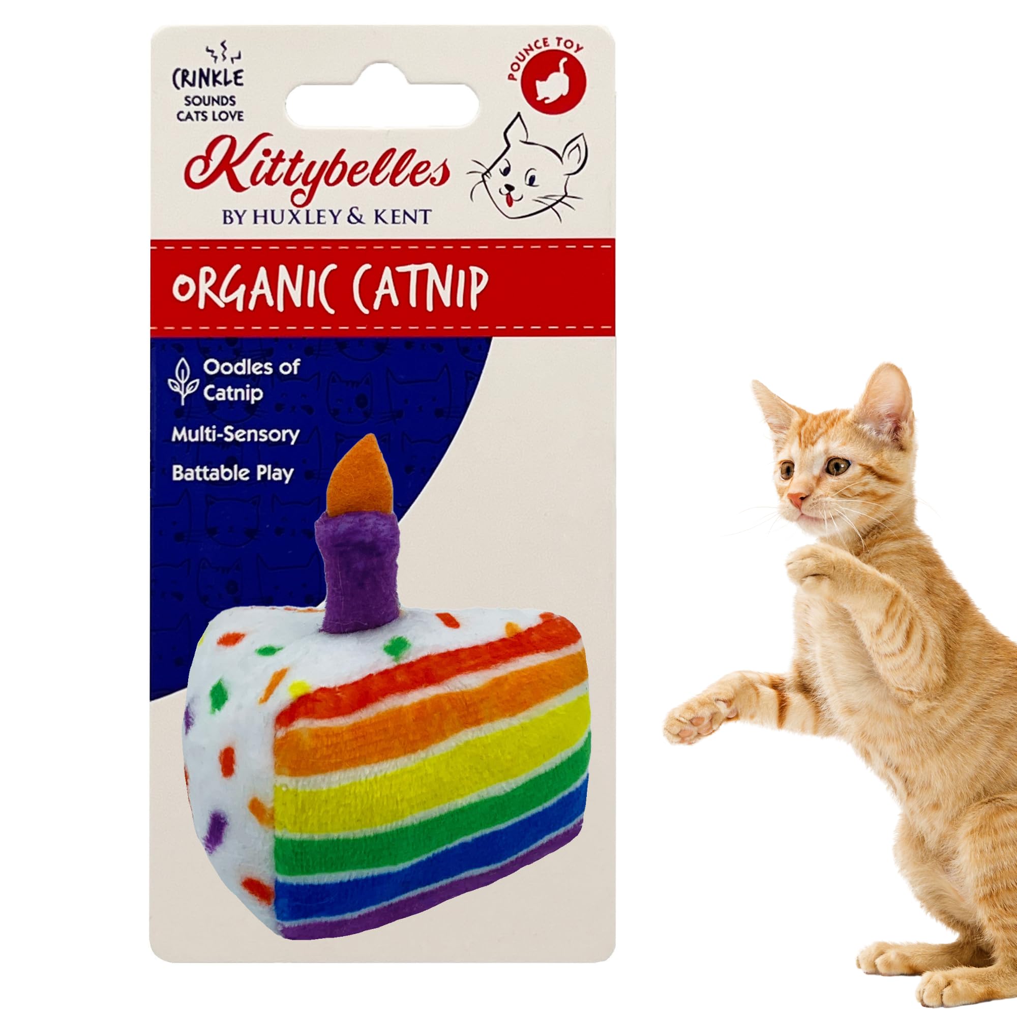 Huxley & Kent Plush Cat Toy | Funfetti Cake | Birthday Strong Catnip Filled Cat Toy | Plush Interactive Kitten And Cat Toy With Catnip And Crinkle | Kittybelles