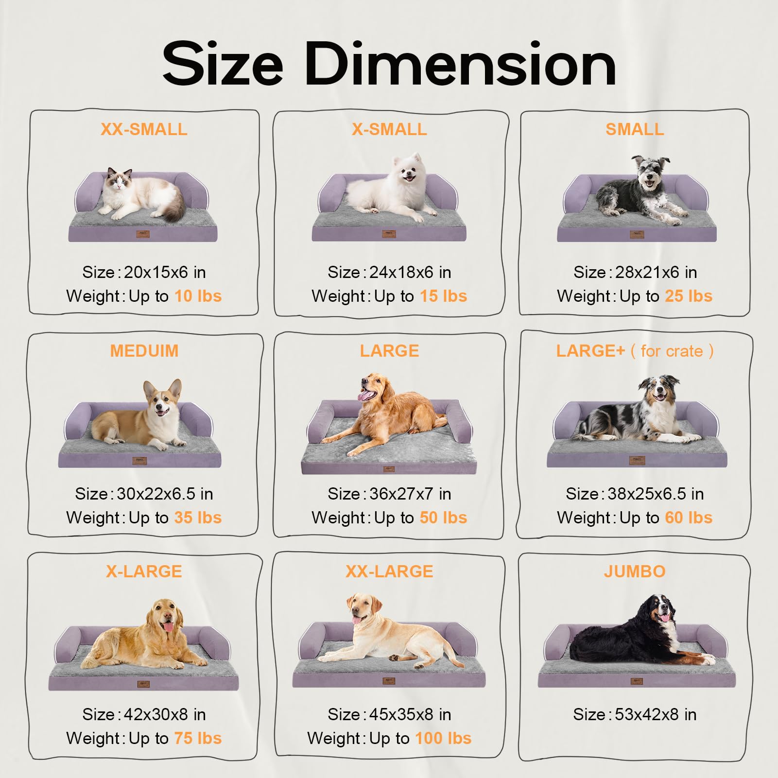 Extra Large Dog Bed-Orthopedic Waterproof XL Dog Bed for XLarge Extra Big Dogs - Foam Couch Sofa Washable with Removable Cover-P