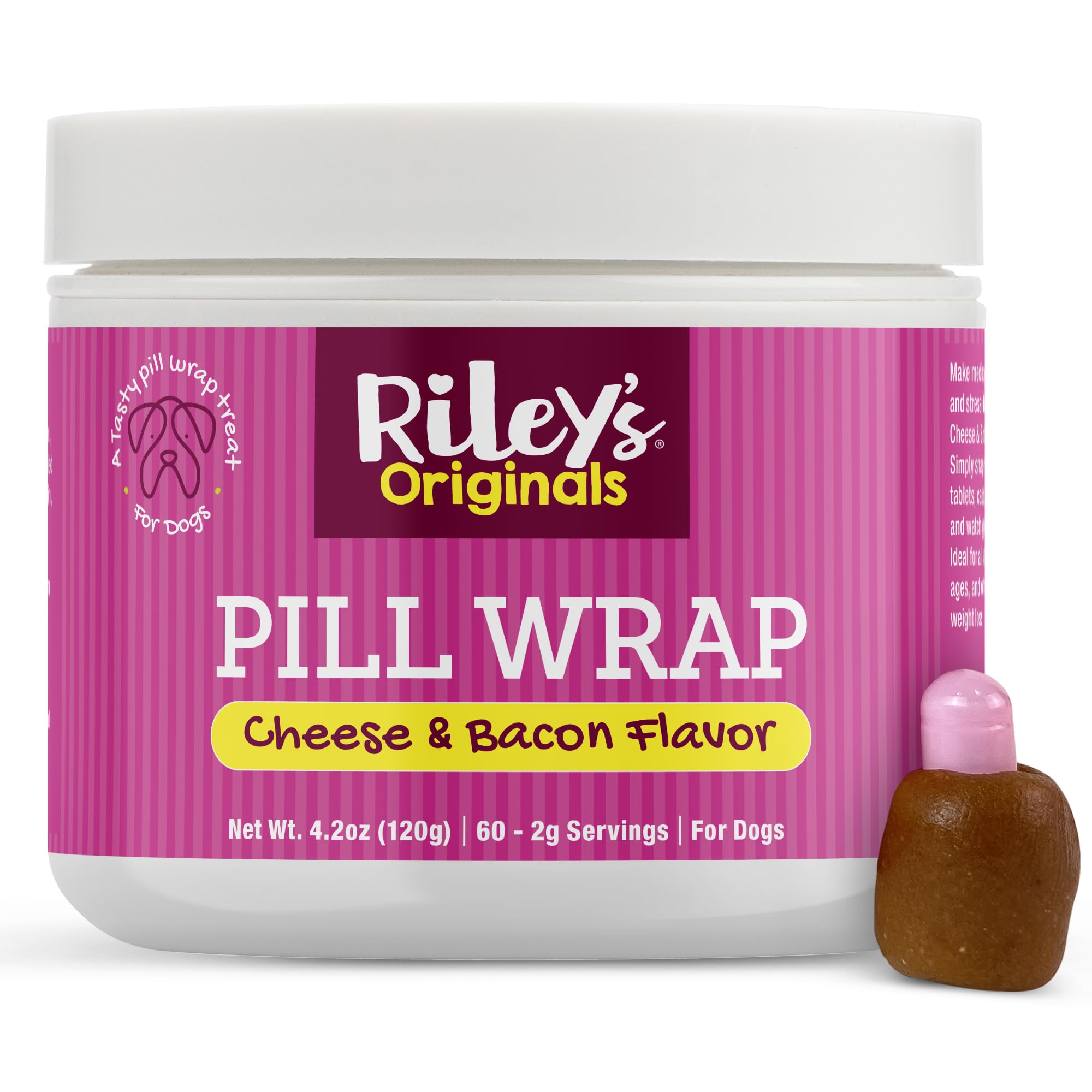 Rileys Pill Wrap for Dogs - Delicious Cheese & Bacon Flavored Pill Paste for Dogs - Wrap Pills, Capsules, Tablets in a Pocket o