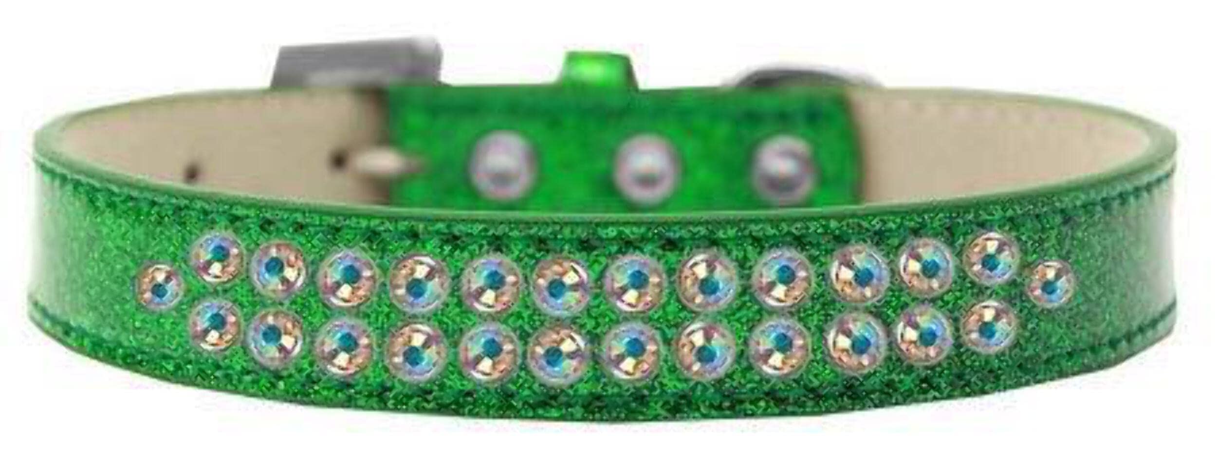 Mirage Pet Products Two Row AB Crystal Pink Ice Cream Dog Collar, Size 16