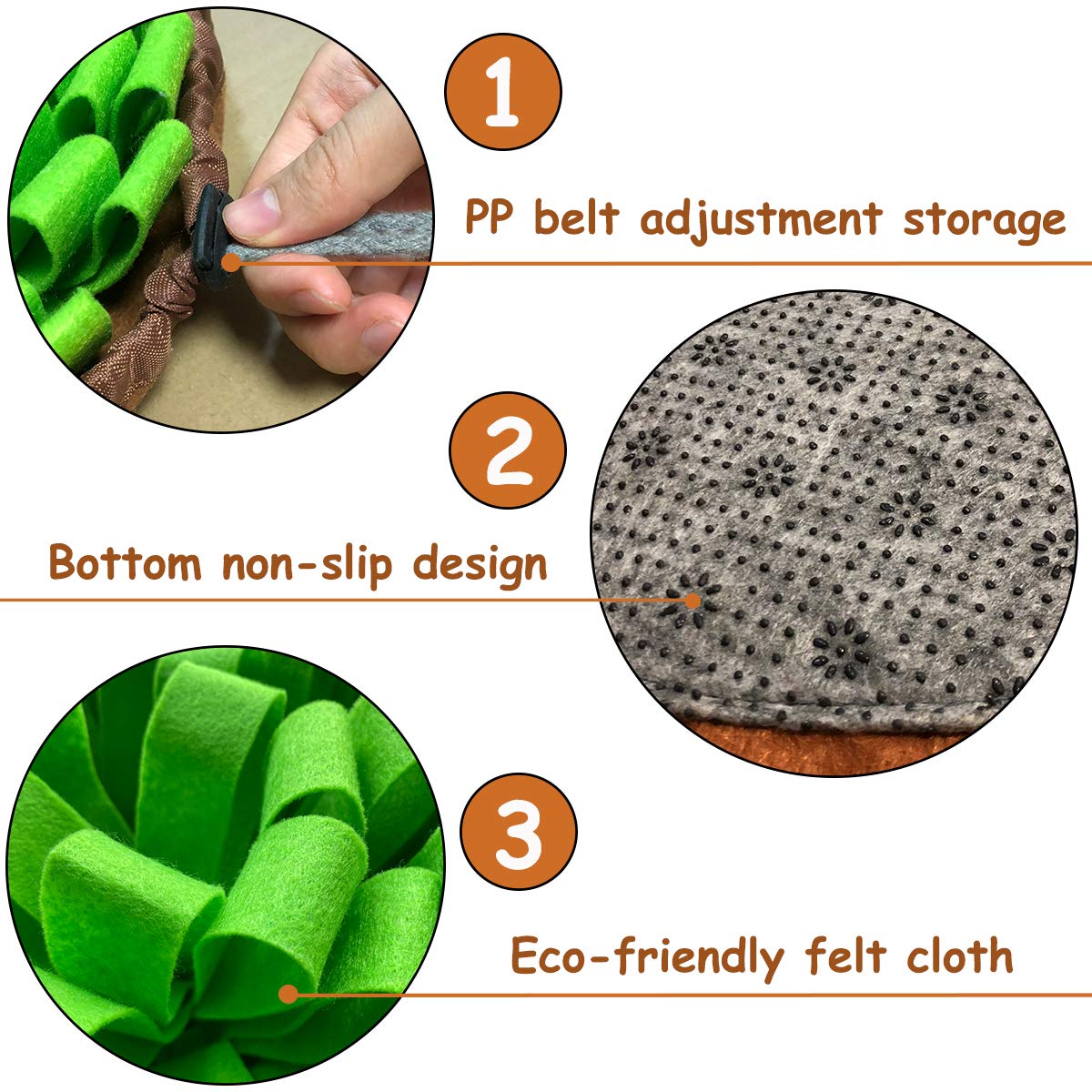 NEECONG Pet Snuffle Mat - Interactive Feed Puzzle for Dogs & Cats, 18.8"x18.8", Green, Travel Portable, Stress Relief, Model 050132788062