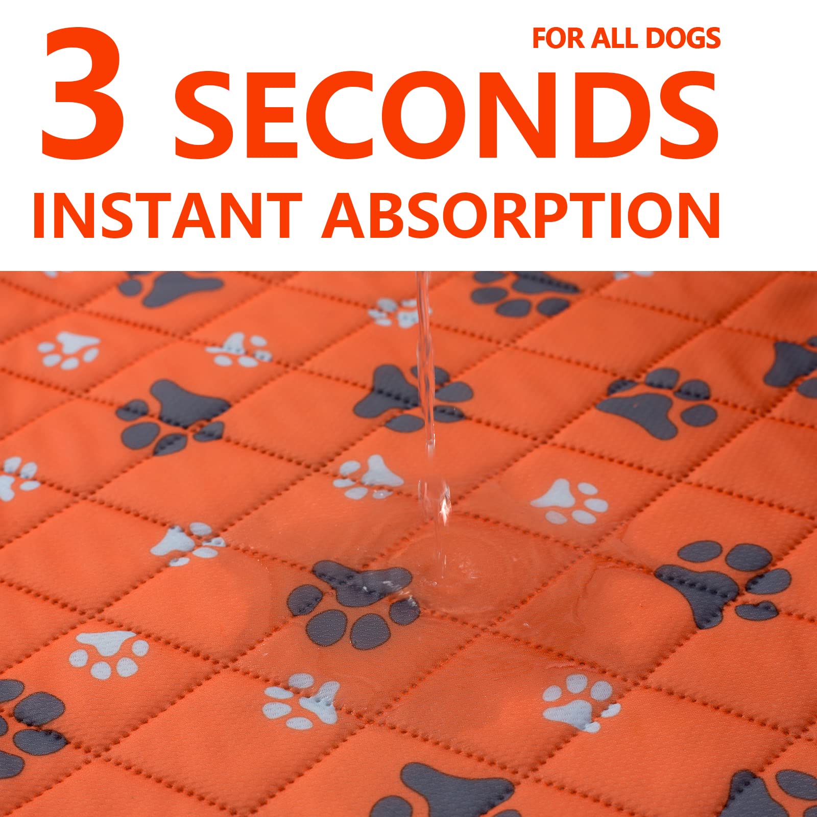 Washable Pee Pad For Dogs Of 2Pack Reusable Puppy Non-Slip Pet Training Pads(Orange,36*48'')