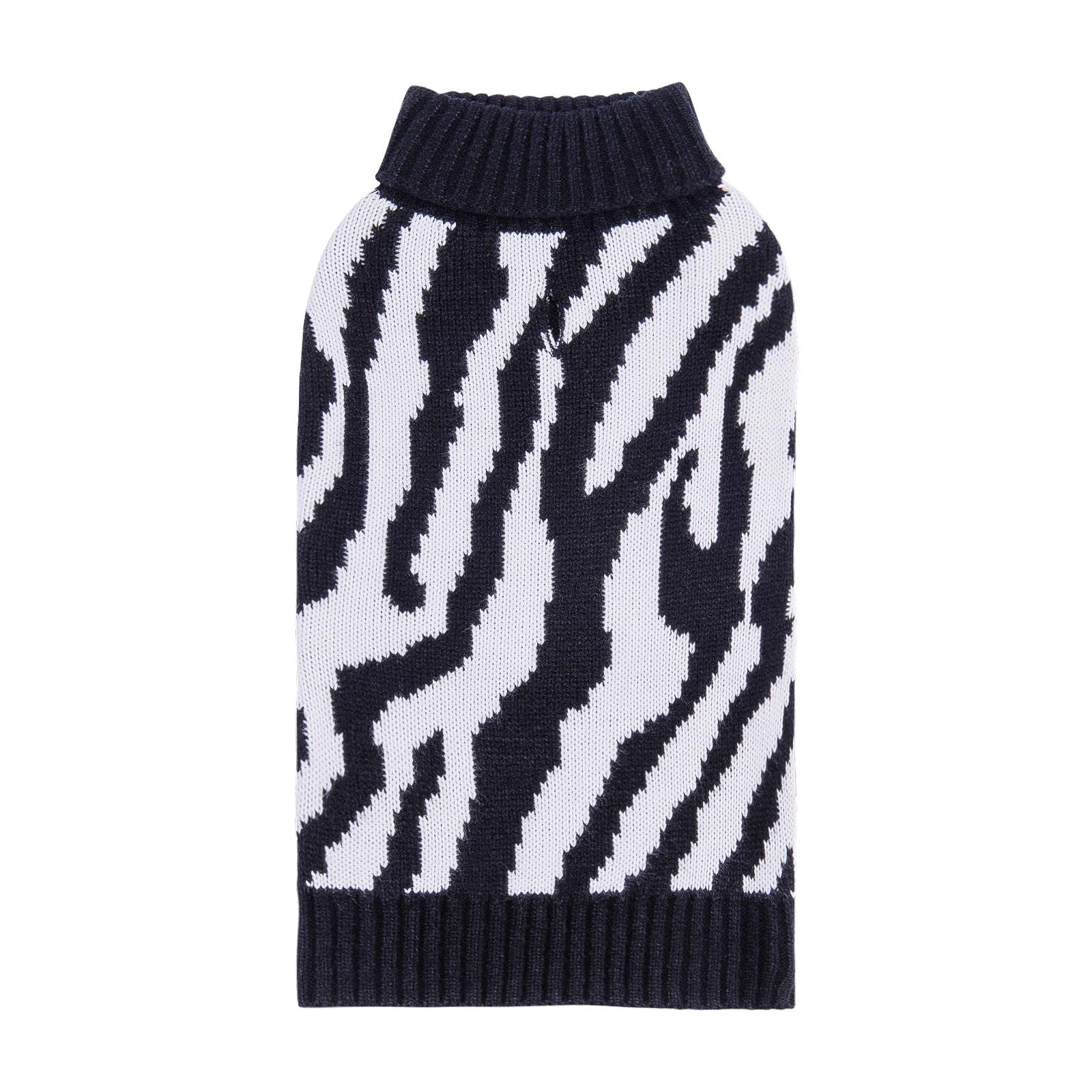 Cutebone Turtleneck Dog Sweaters For Medium Dogs Zebra Knit Pullover Pet Winter Clothes Fall Dog Sweater With Harness Hole
