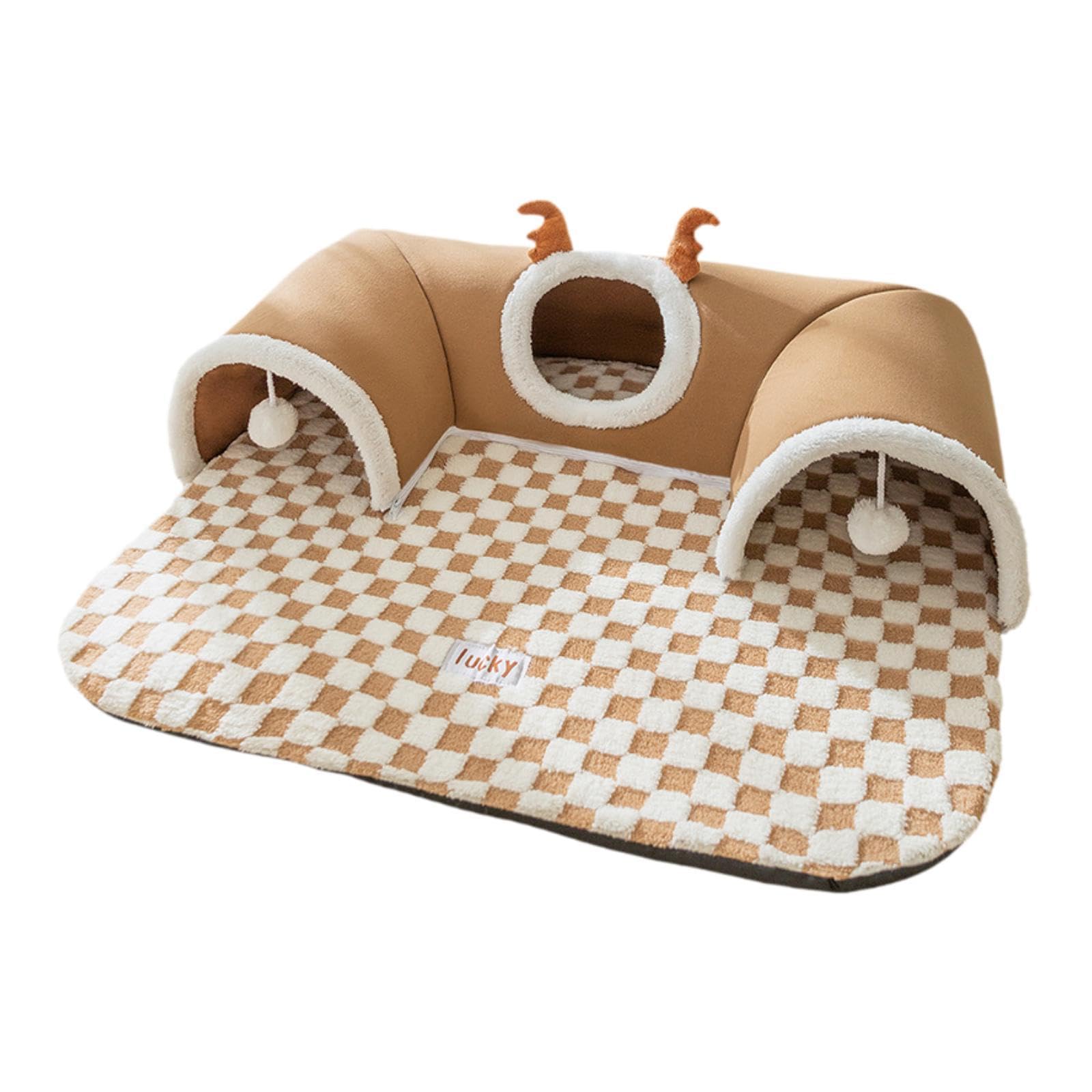 Calandis Cat Tunnel Bed Exercise Detachable Play Center For Outdoor Indoor Cats Bunny Brown L | Toys | Cat