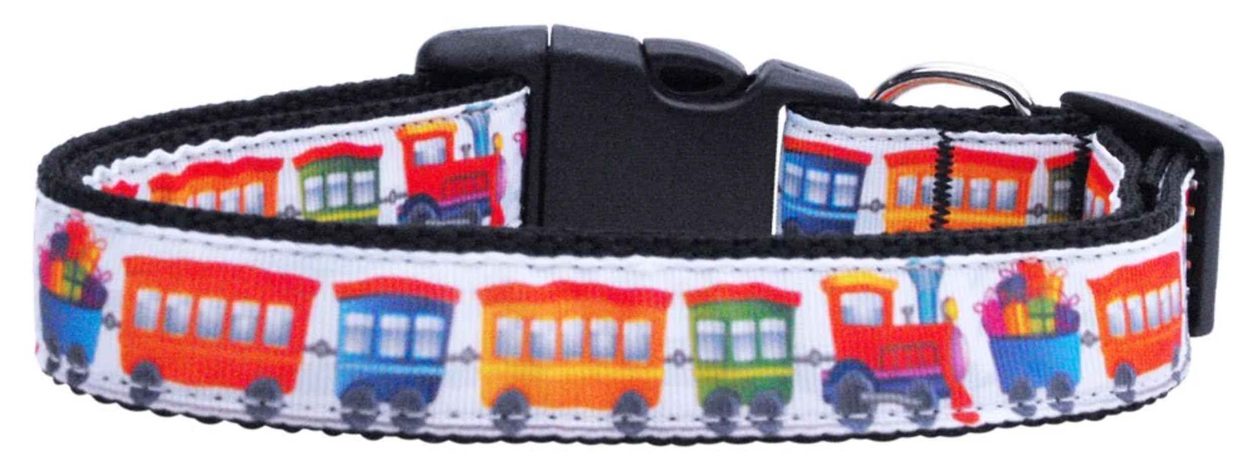 Pet Dog & Cat Nylon Collar or Leash, "Trains" SM Collar