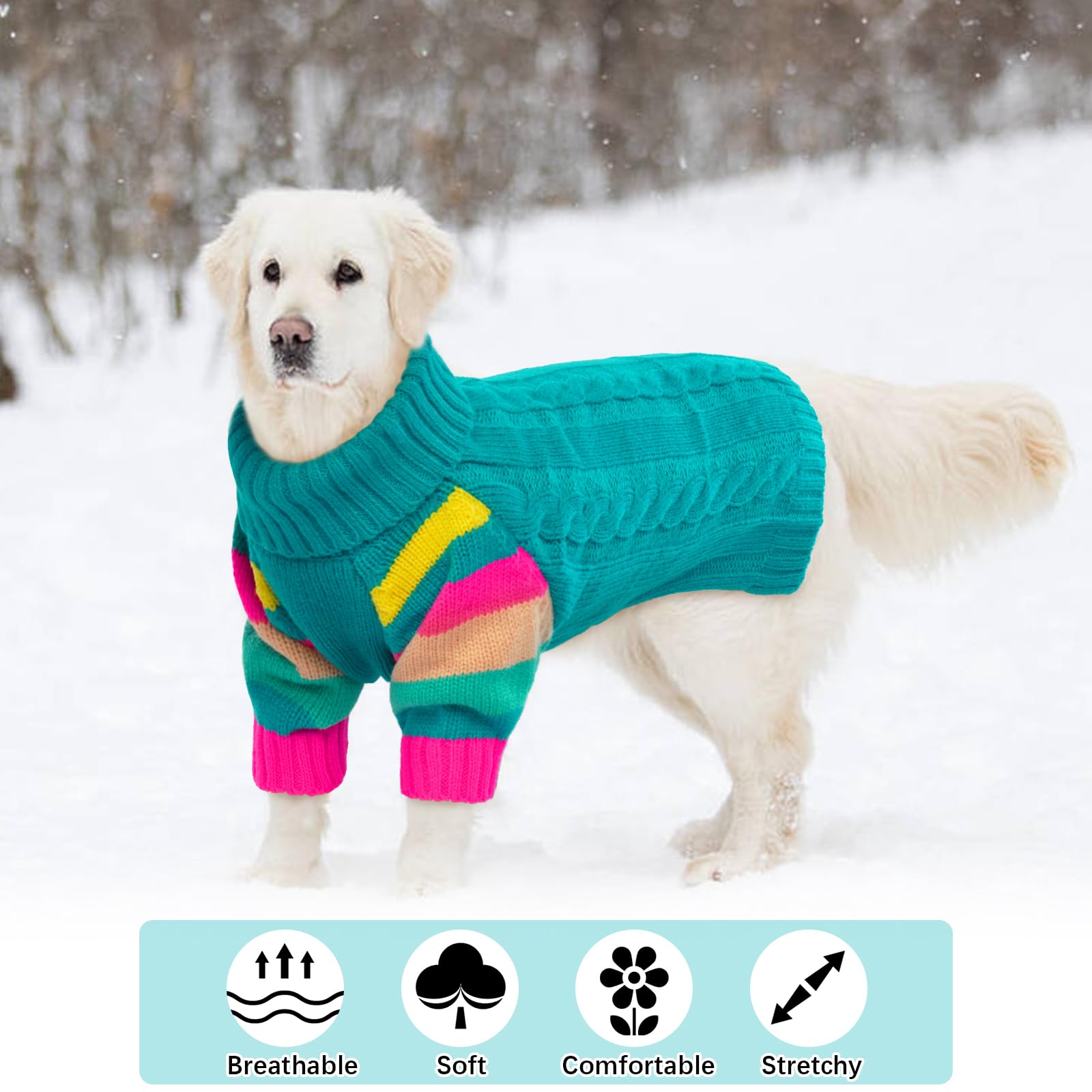 Ouobob Dog Sweater Warm, Comfy Thick Sweaters For Large Size Dogs Girls Boys, Dog Christmas Sweaters Winter, Turtleneck Knit Swe