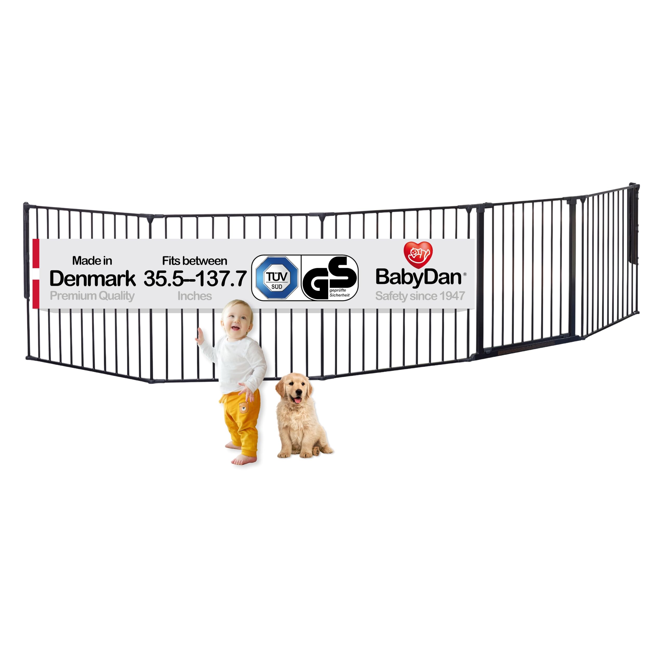 Flex XXL Room Divider Safety Gate, Play Space 35.4 - 138, Black