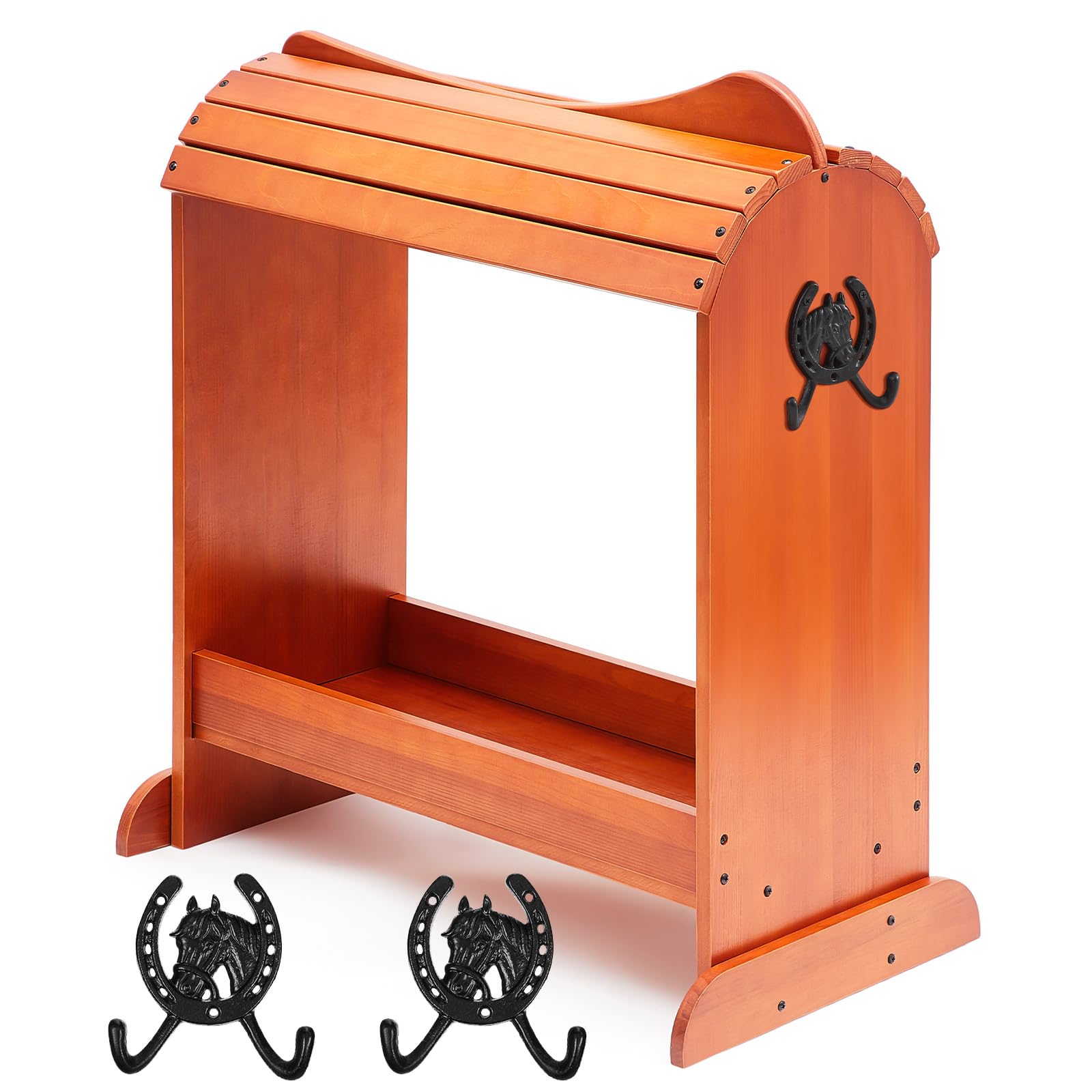 Threehoney Pine Wood Saddle Rack 30 x 25.6 x 12 Horse Saddle Rack Stand for Western Saddles and Horse Tack Organizers Heavy Duty