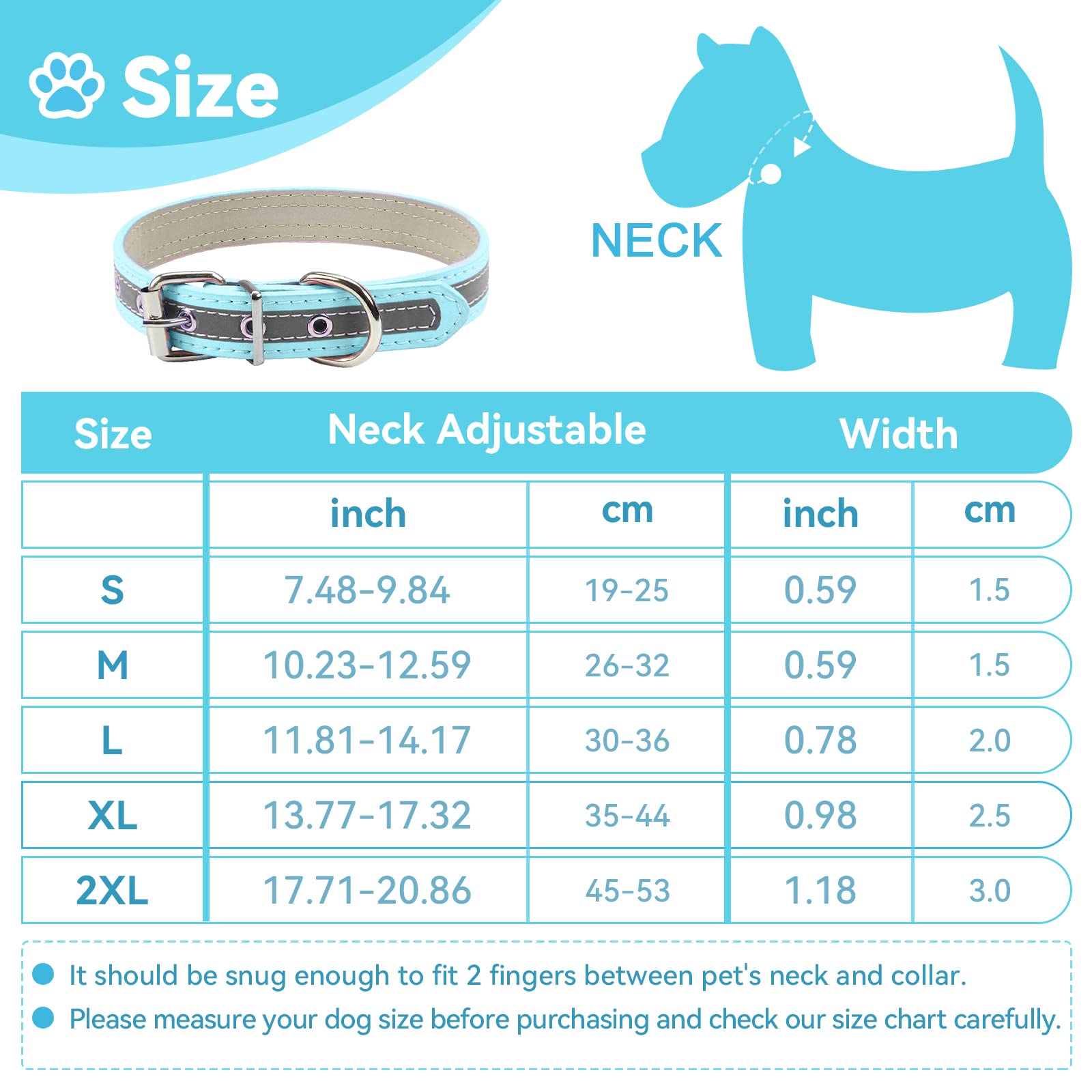 Petcare Reflective Dog Collar With Cute Paw Rivet Studded Funny Soft Pu Leather Adjustable Puppy Dog Collars For Small Medium Large Dogs Cats (Blue,Medium)