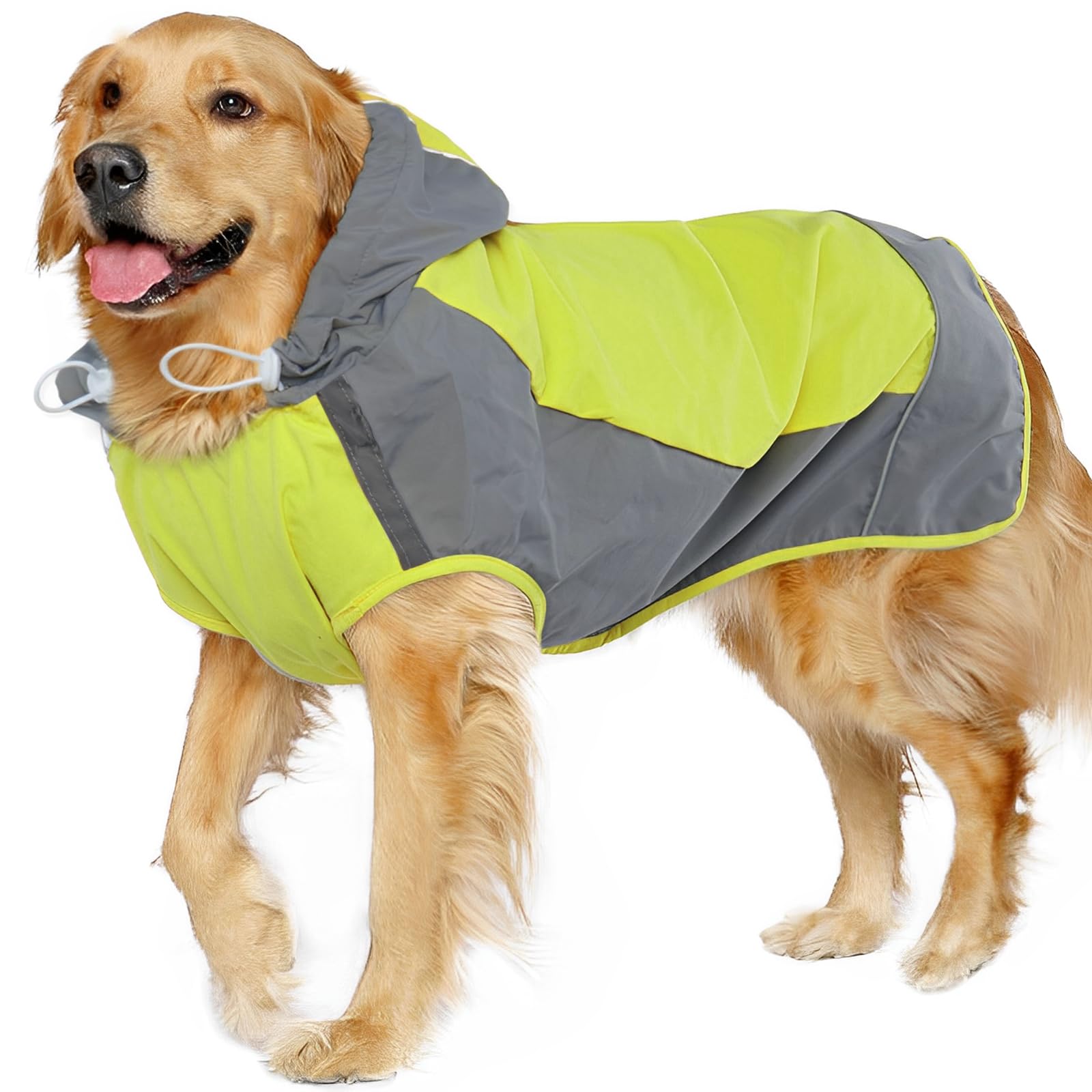 Iecoii Dog Raincoat, Waterproof & Windproof Dog Rain Jacket With Reflective Strips For Rainy Walks,Pet Rain Poncho With Hood,Qui