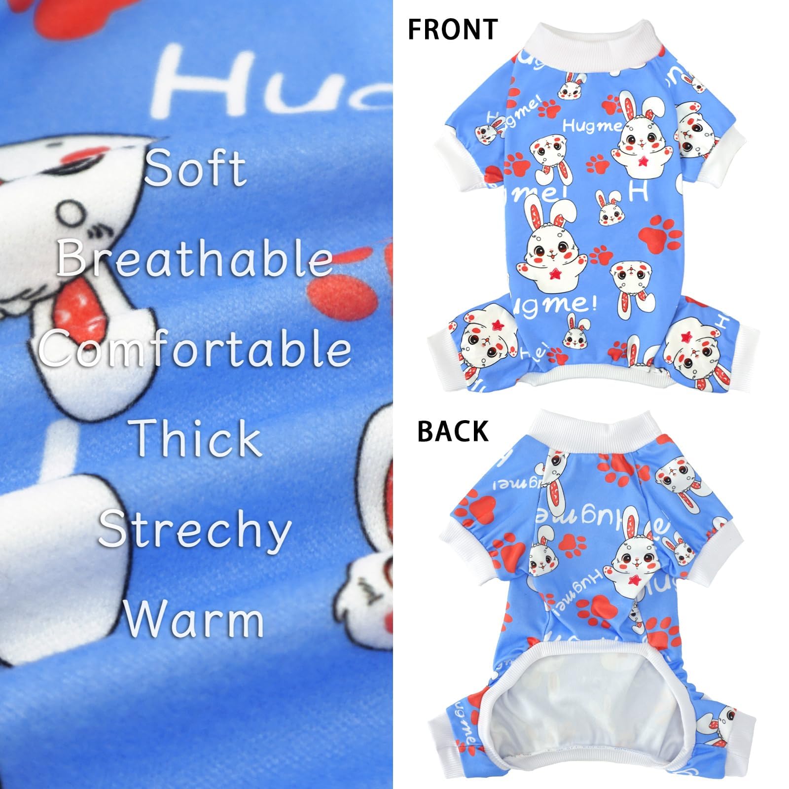 Xpudac Dog Pajamas Soft Stretchy Bunny Dog Clothes For Small Medium Dogs Pet Jumpsuit Cat Apparel-L
