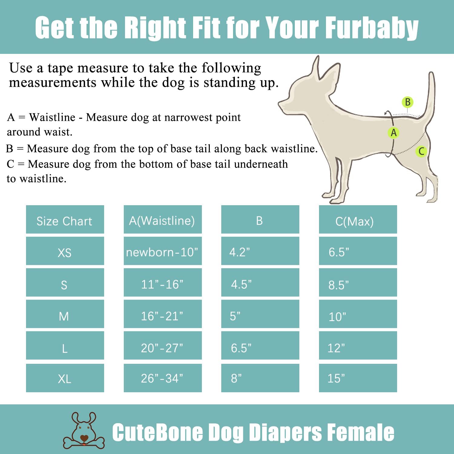 Cutebone Dog Diapers Female 3 Pack Reusable Doggy Diapers With One Suspender For Small Medium Large Dog Period Bdd01M