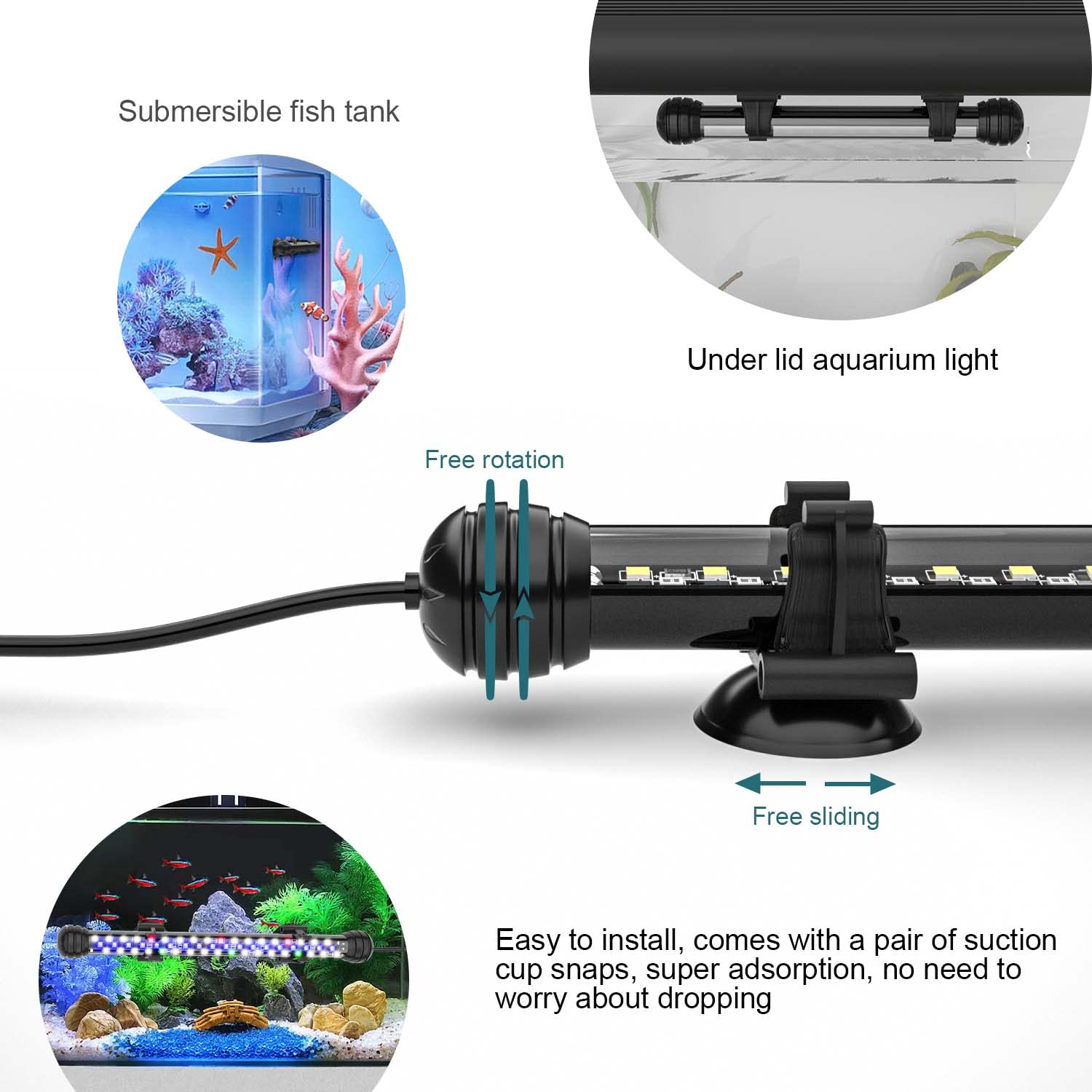 Seaoura Led Aquarium Light With Timer, Submersible Aquarium Lights For Fish Tank, Fish Tank Light With Auto On/Off, 3 Lighting Modes, Adjustable Brightness (11 Inch For 12-23Inch Planted Tank), 7W