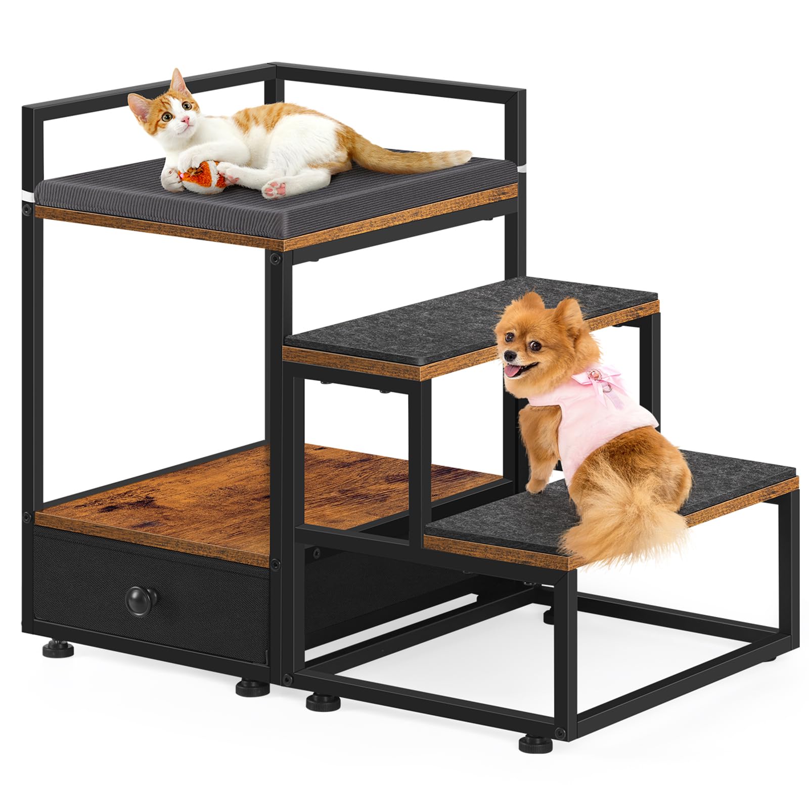 Caduke Pet Window Perch With Stairs Dog Window Seat With Stairs Dog Bunk Bed For Small Dogs Elevated Pet Bed Multi Level Platfor