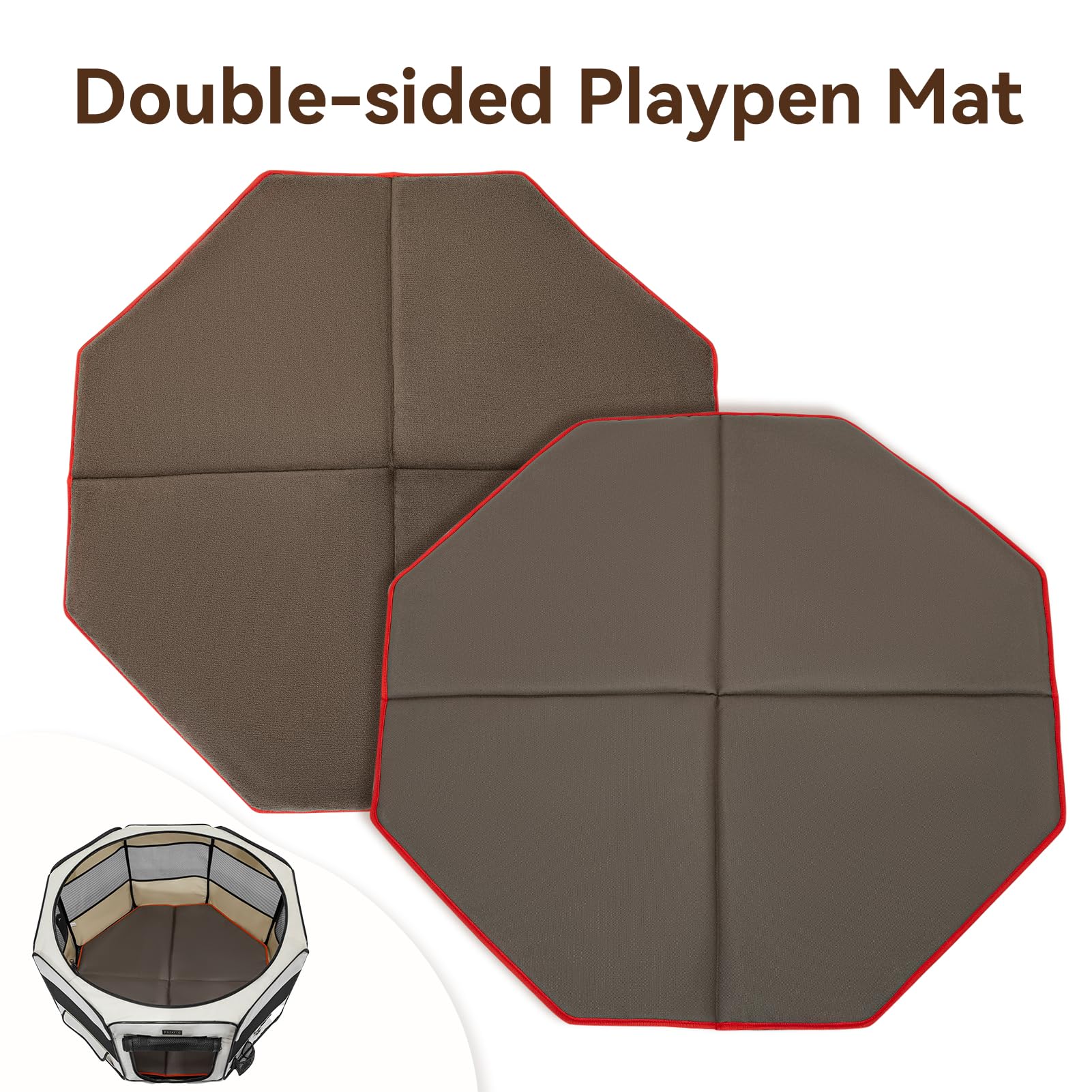 Petsfit Dog Playpen Mat Waterproof Washable Double-Sided Foldable 42.9'' Dia Thick Octagon Absorbent Leak-Proof Reusable Trainin
