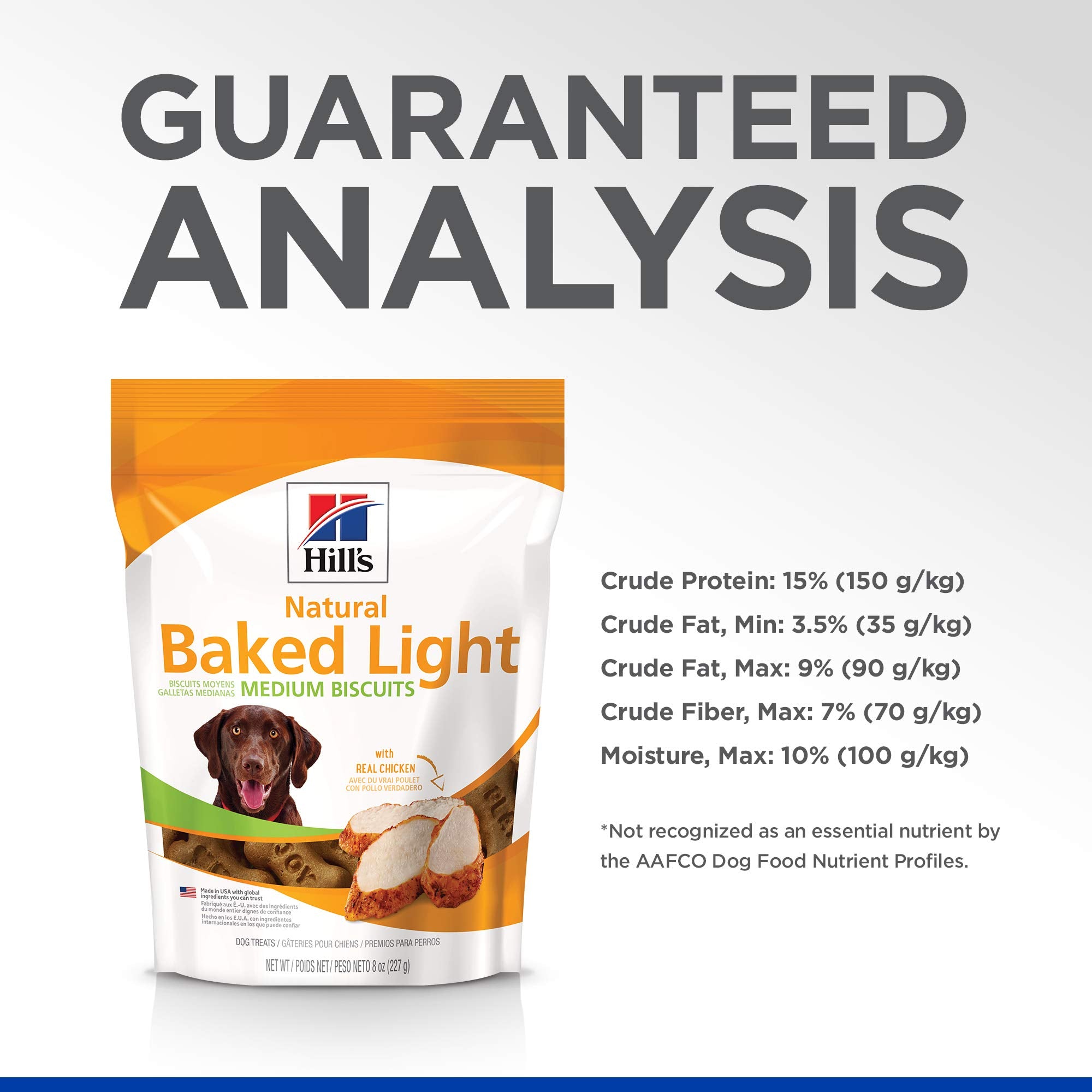 Hills Natural Baked Light Biscuits, All Life Stages, Great Taste, Dog Treats, Chicken (medium & large breeds), 8 oz Bag