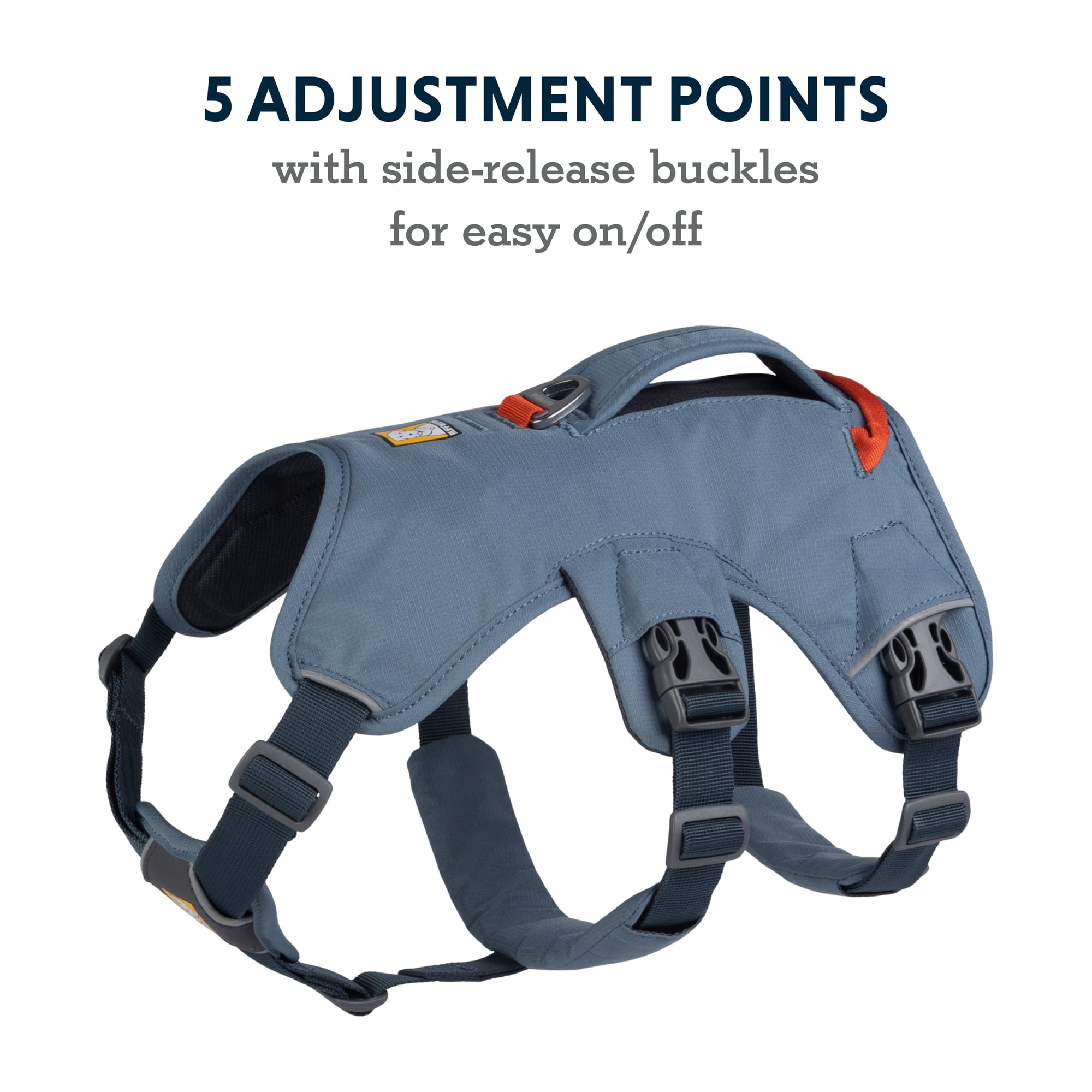 RUFFWEAR Web Master Dog Harness - Slate Blue, XX-Small, Multi-Use for Hiking, Trail Running, Service, and Everyday Wear