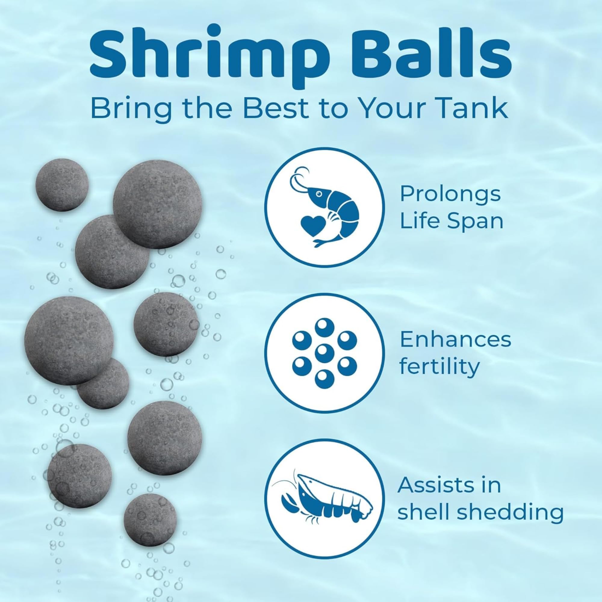 SunGrow Shrimp Water Conditioner Balls, 0.4    Calcium-Rich Balls for Aquarium, Promotes Shedding & Vibrance, 20-Pack