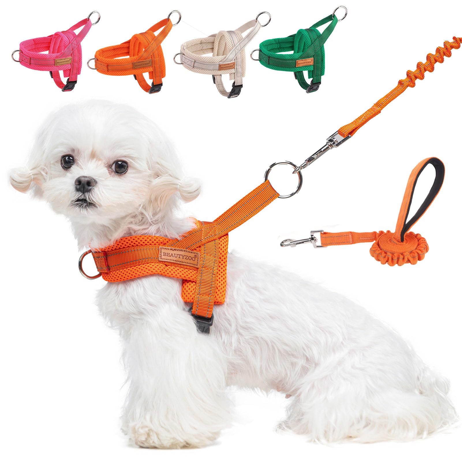 Beautyzoo Dog Harness For Small Dogs, No Pull Dog Harness And Leash Set, Soft Escape Proof Puppy Vest Harness With Handle, Refle
