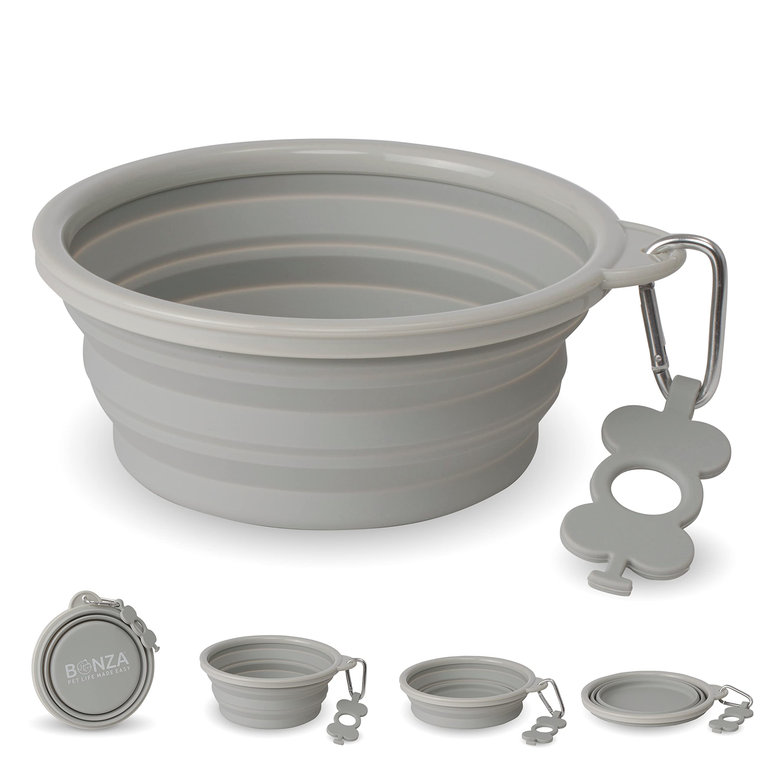 Bonza Collapsible Dog Bowls - X-Large 50 oz, Dog Travel Accessories, Silicone Portable Dogs Bowl & Water Dish with Reinforced Ri