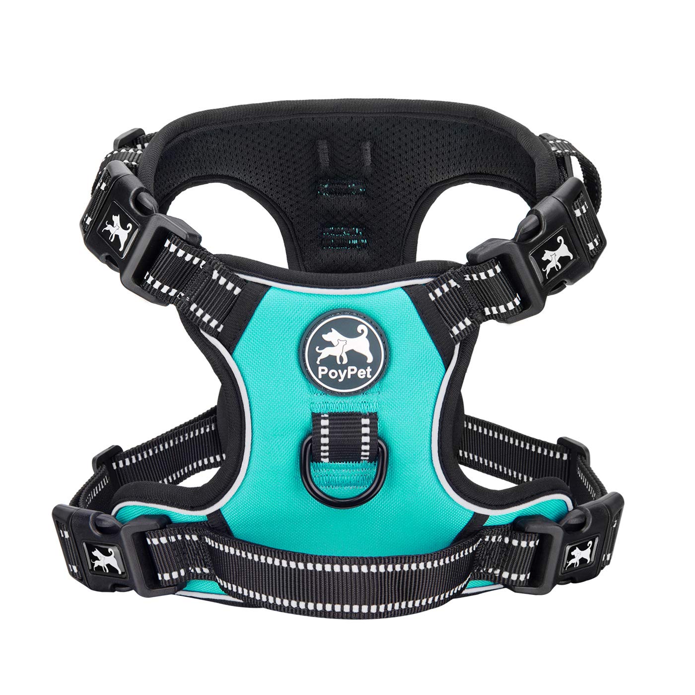 Poypet No Pull Dog Harness With 4 Snap Buckles, Reflective With Front & Back 2 Leash Hooks And An Easy Control Handle [No Need G