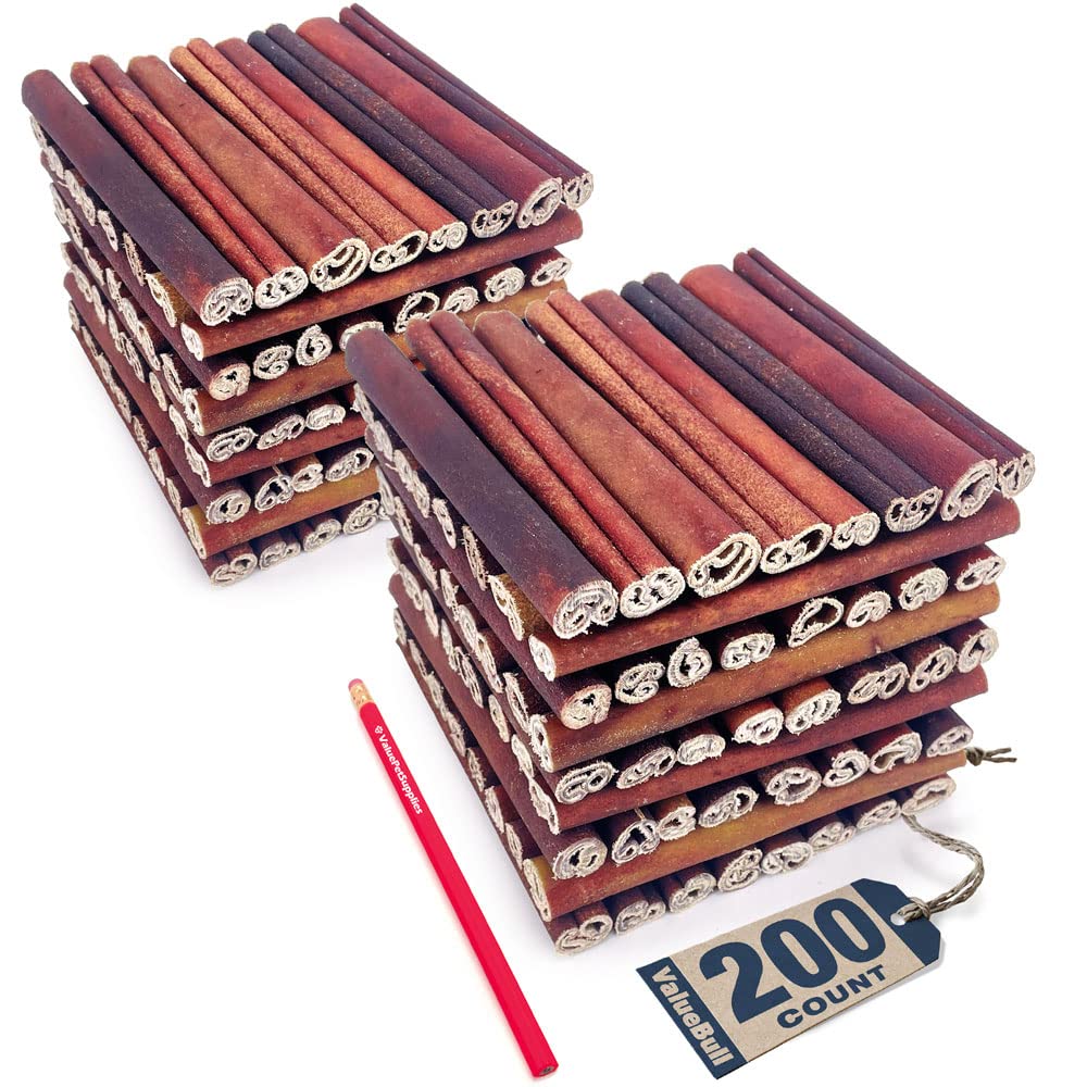 ValueBull USA Collagen Sticks for Dogs, 6 Inch Thick Chews, Natural Long-Lasting Dog Treats, 200 Count Bulk Pack - Supports Join