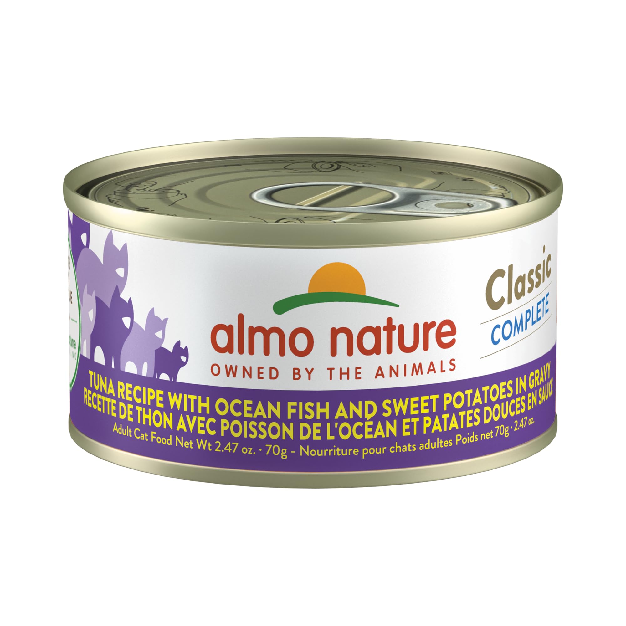 almo nature Classic Wet Cat Food, Tuna Recipe with Ocean Fish and Sweet Potatoes in Gravy, Grain Free, GMO Free, No Artificial C