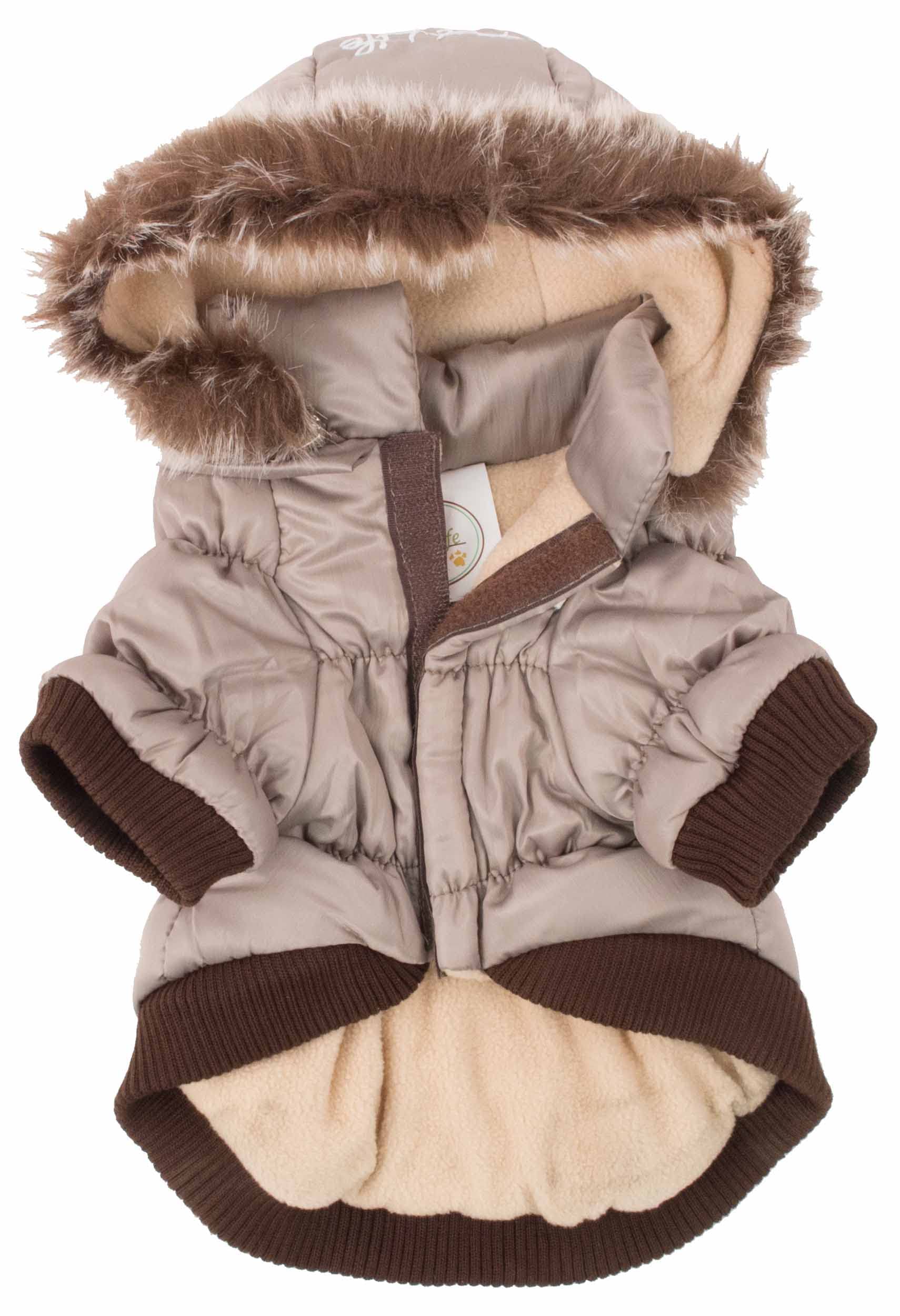 PET LIFE Classic Metallic Fashion Pet Dog Coat Jacket Parka w/ 3M Insulation and Removable Hood, Small, Metallic Grey