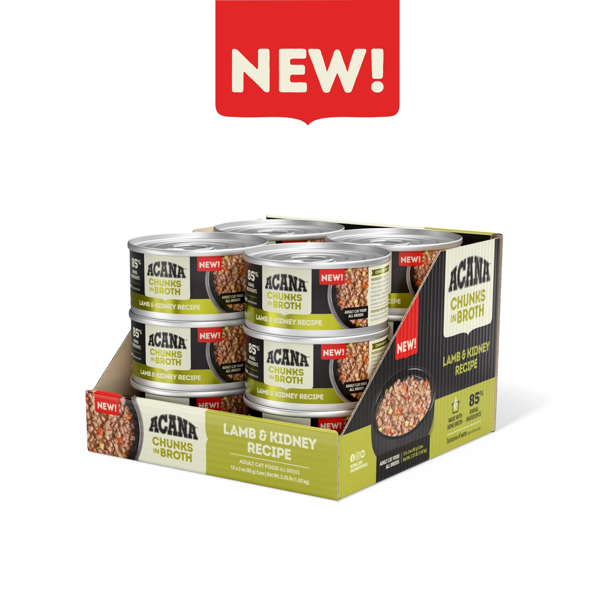 ACANA Chunks in Broth Wet Cat Food Lamb & Kidney Recipe 3oz Cans (12 Count)