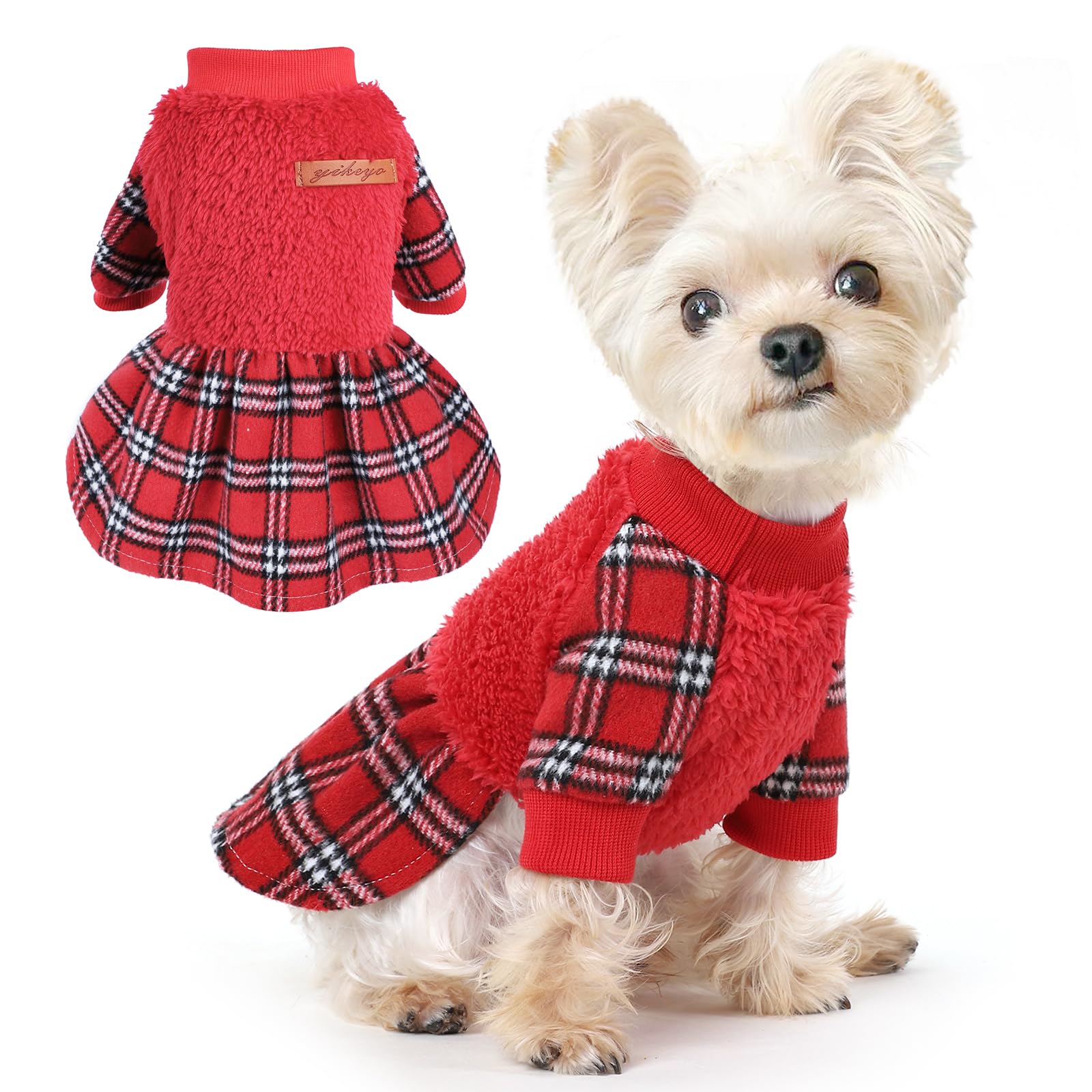 Shifenmei Dog Christmas Sweater-Winter Dog Clothes For Small Dogs Girl - Fall Dog Sweater Dress - Dog Christmas Outfit - Dog Swe