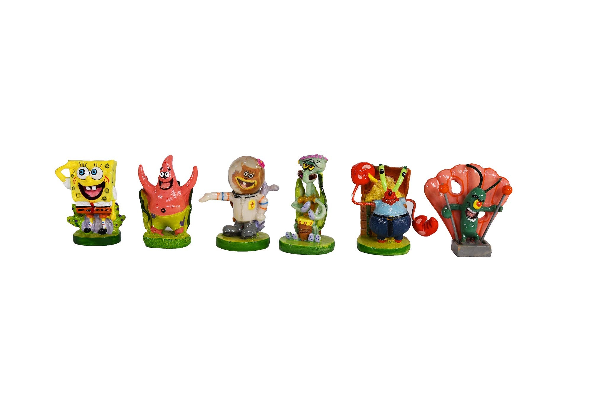 Penn-Plax Spongebob 6 Piece Mini Aquarium Ornament Set for Freshwater & Saltwater Tanks - Colorful Decor for Aquatic Environments