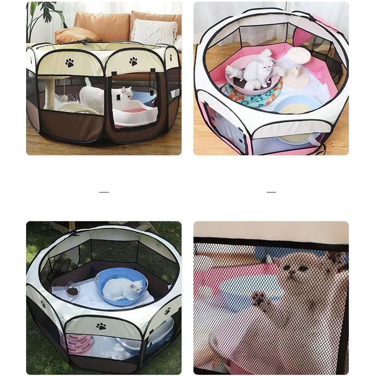 Mile High Life | Foldable Dog Playpen | Portable Dog Crate W Removable Shade Cover | Dog Kennel Indoor/Outdoor W Carry Case | Pen Tent For Dog/Cat/Rabbit(Beige Pink, Medium (36'X36'X23'))