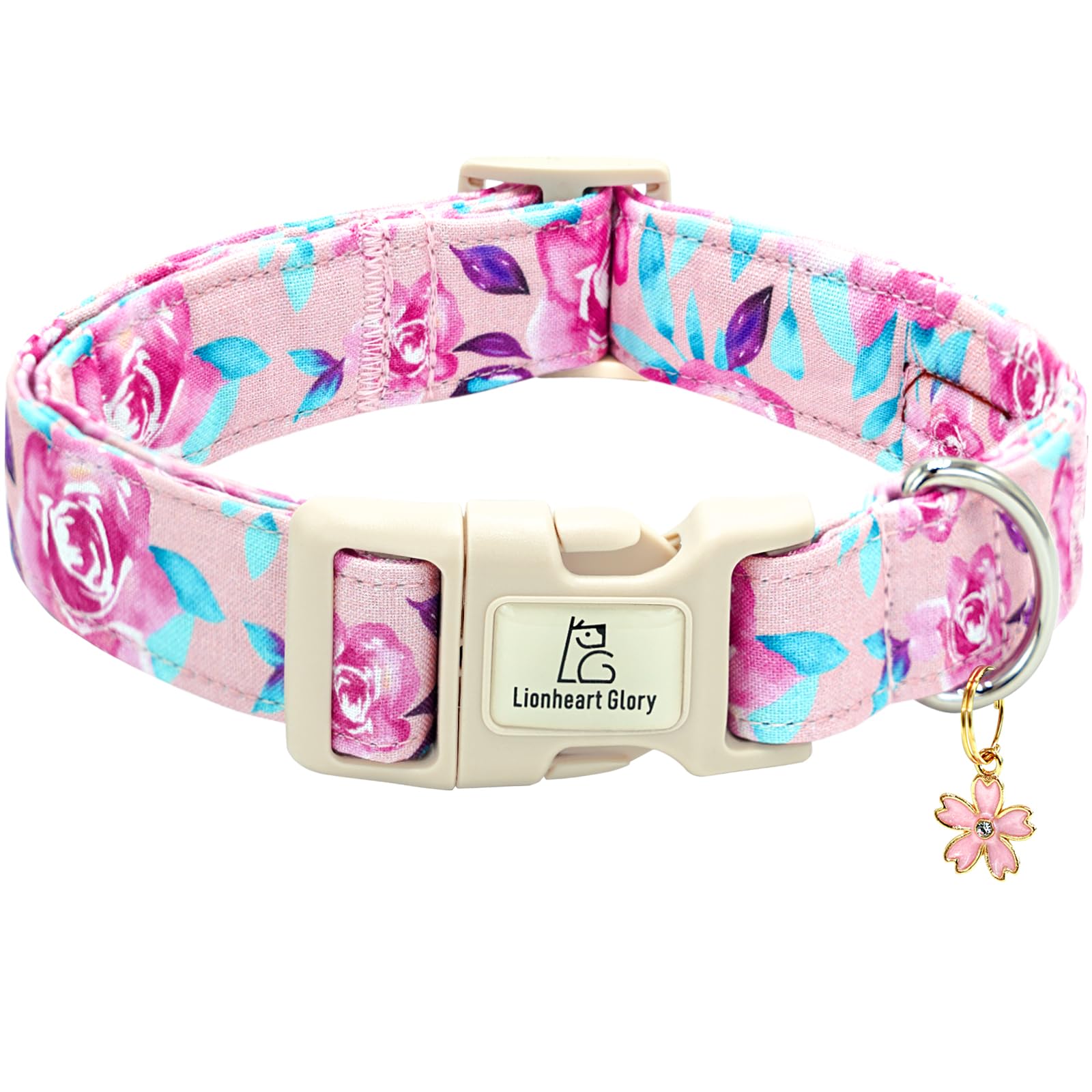 Lionheart Glory Dog Collar Floral Pattern Cute Collar For Small Dogs Spring Summer Female Or Male Collars Pets Gift Adjustable H