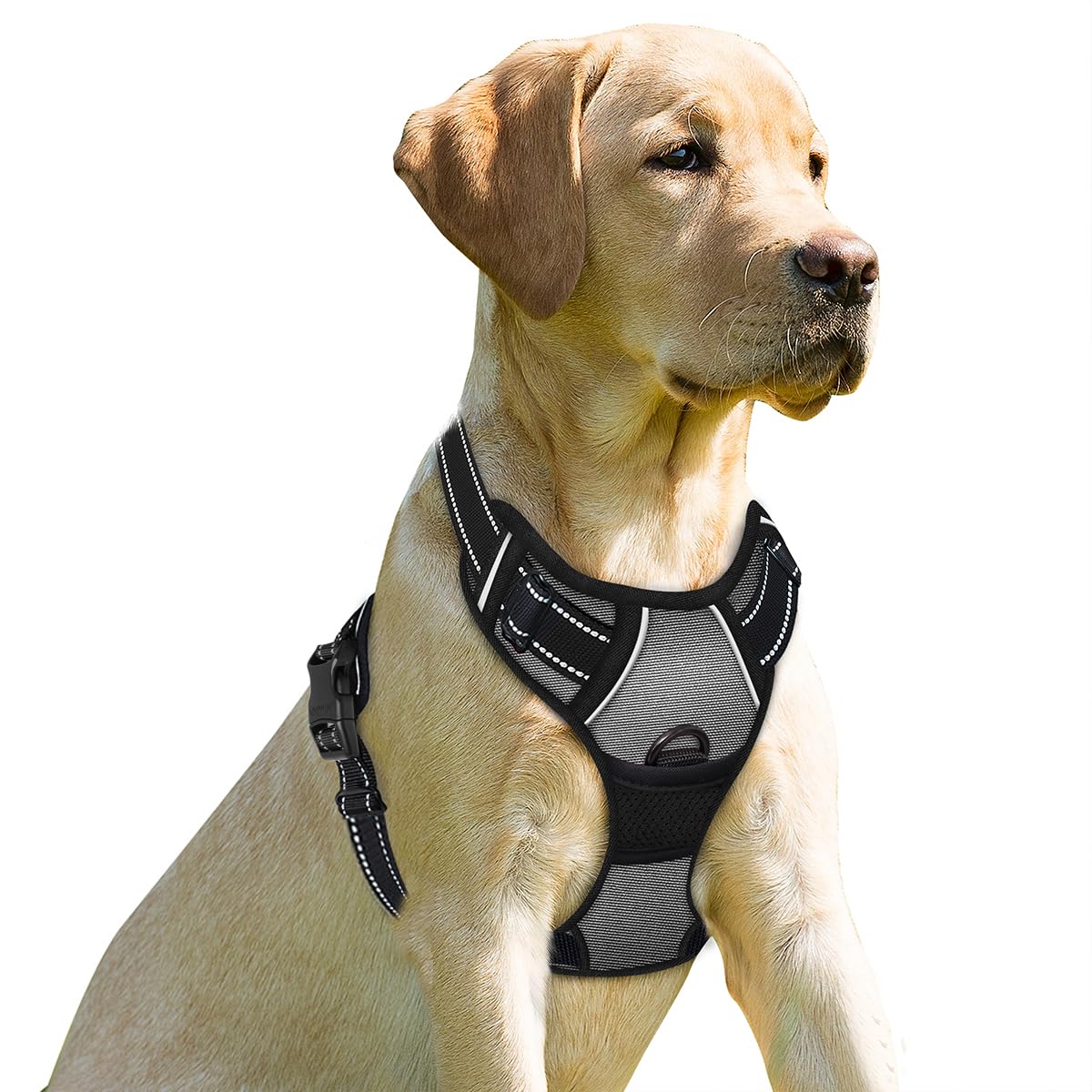 BARKBAY No Pull Dog Harness Front Clip Heavy Duty Reflective Easy Control Handle for Large Dog Walking(Dark Grey,XS)