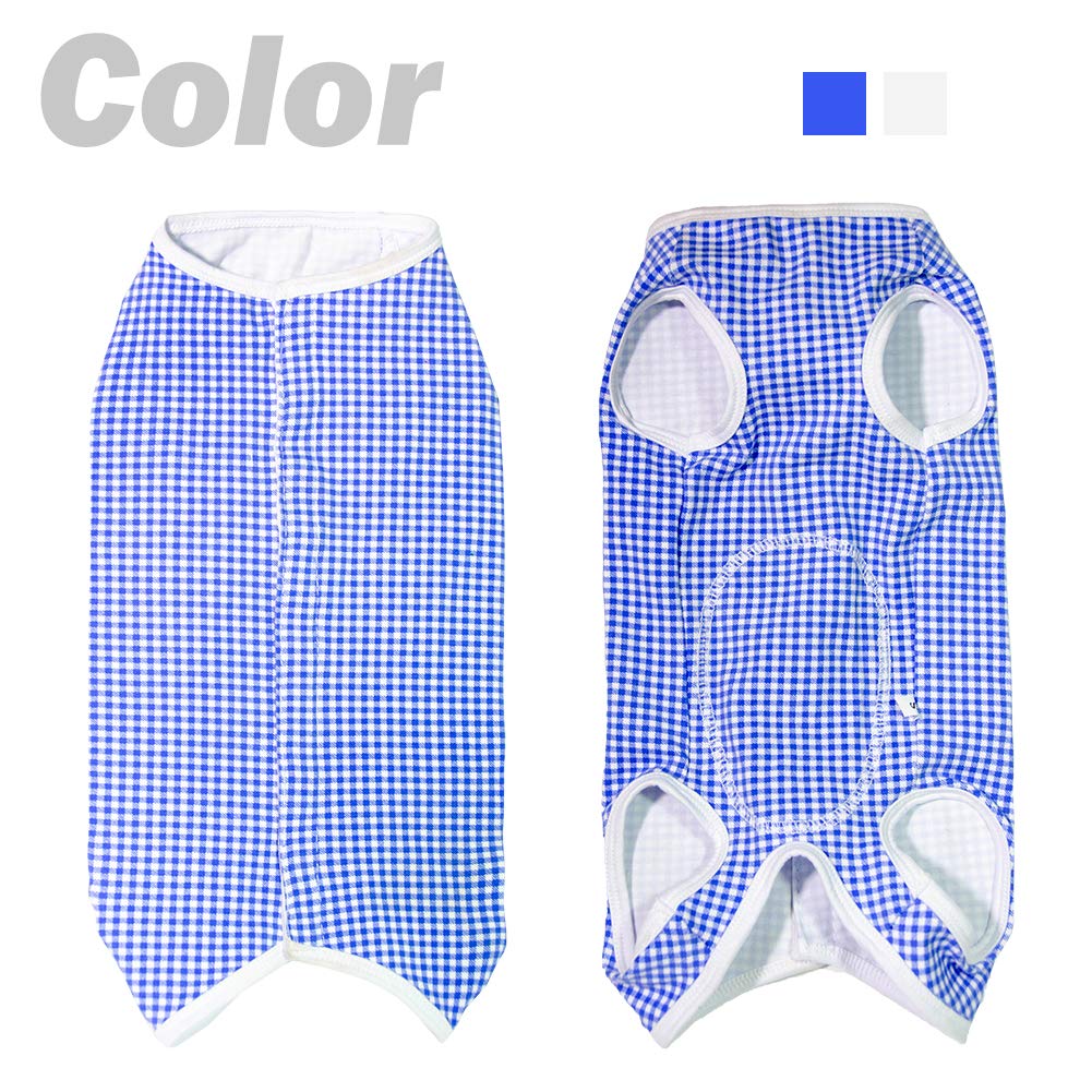Kukaster Pet Dog’S Recovery Suit Post Surgery Shirt For Puppy, Wound Protective Clothes For Little Animals(Blue White Plaid-Xl)