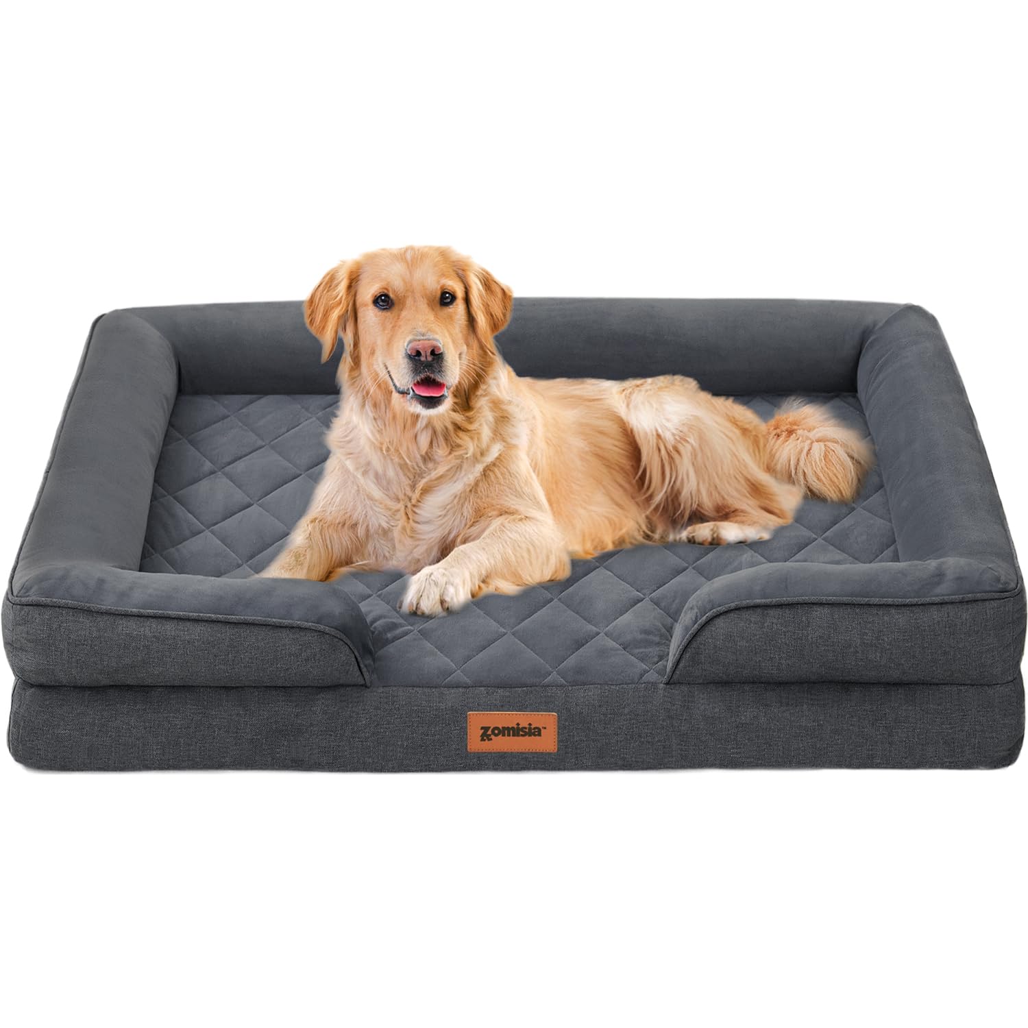 Zomisia Xl Dog Bed, Washable Extra Large Dog Sofa Beds With Bolsters, Orthopedic Memory Foam Xlarge Pet Bed With Removable Water