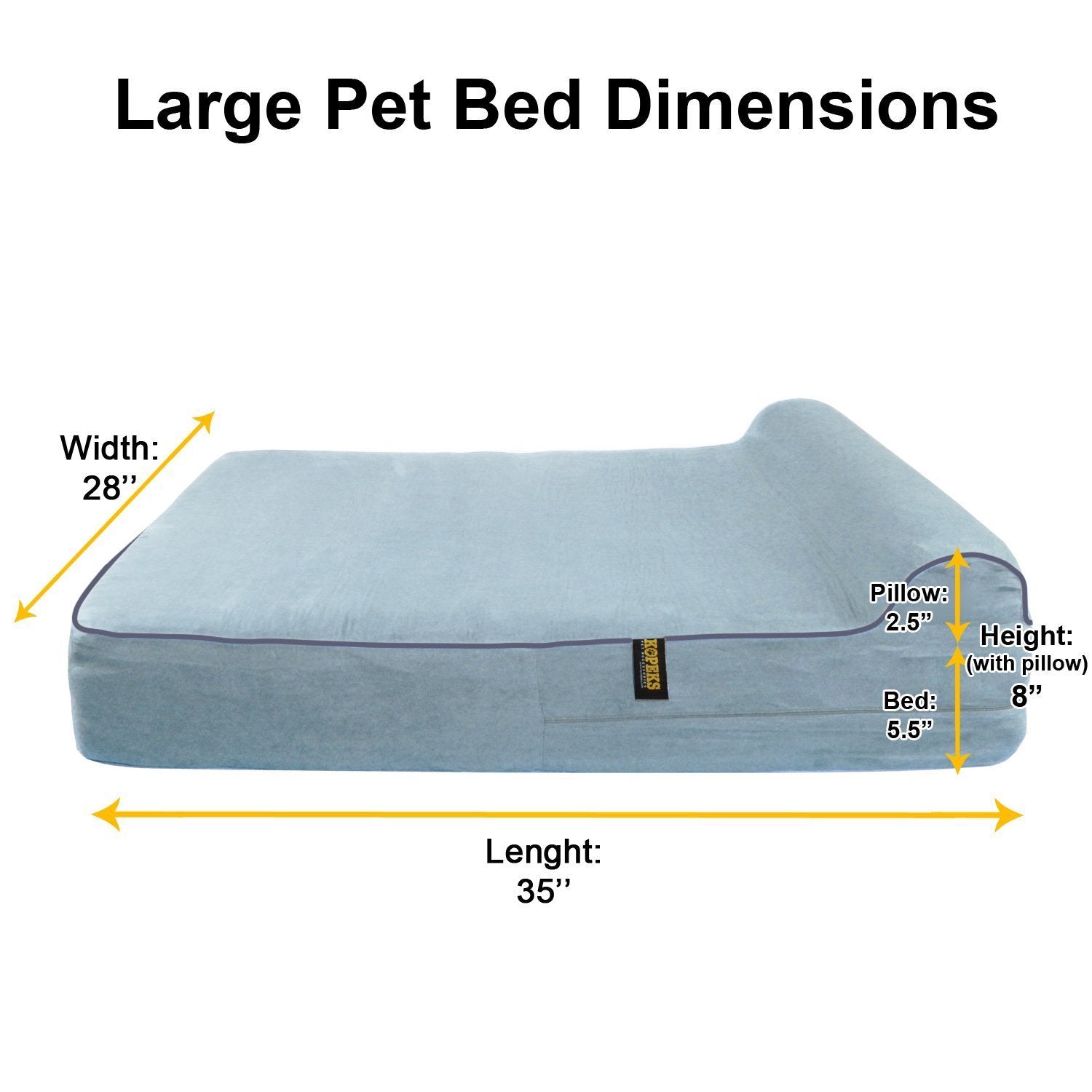 KOPEKS Memory Foam Dog Bed Replacement Cover - Large, Grey