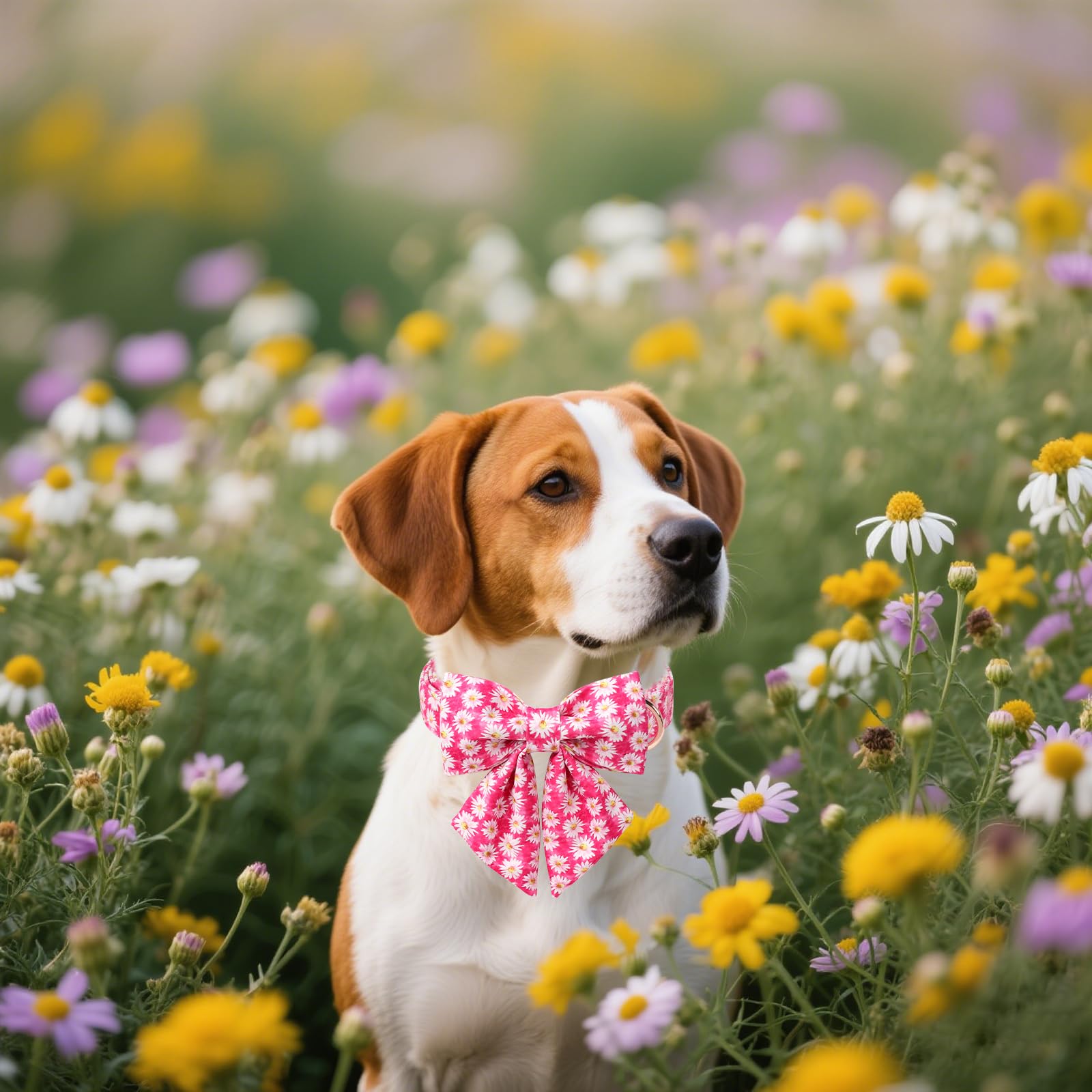 Unique Style Paws Cartoon Dog Collar With Bowtie Spring Summer Collar With Flower Rose Daisy For Small Medium Large Boys Girls D