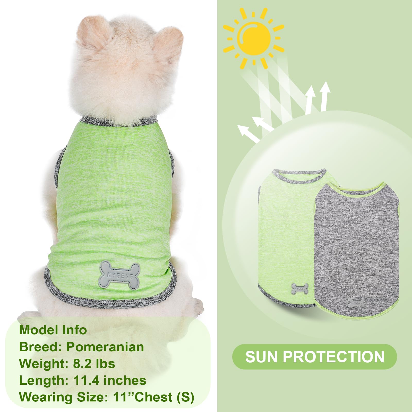 Kyeese 2Pack Dog Shirts Small With Reflective Label Soft Tank Top Quick Dry For Small Dogs Sun Protection Pet T Shirt Stretchy S